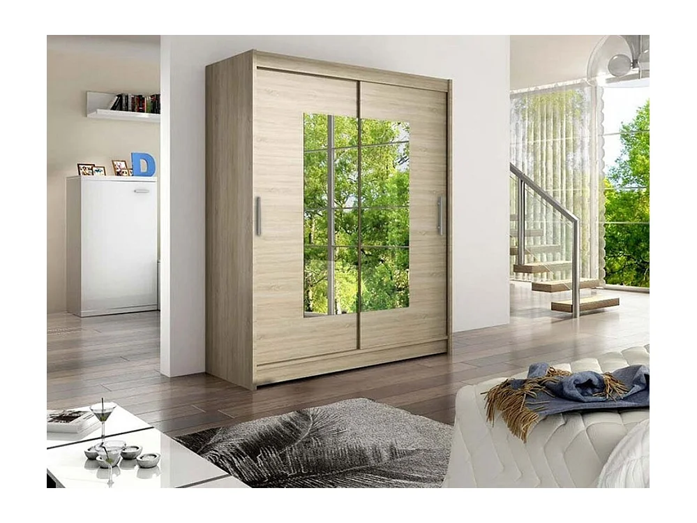 Armoire Closico 104, Sonoma chêne, 200x150x58cm, Portes d'armoire: Coulissantes