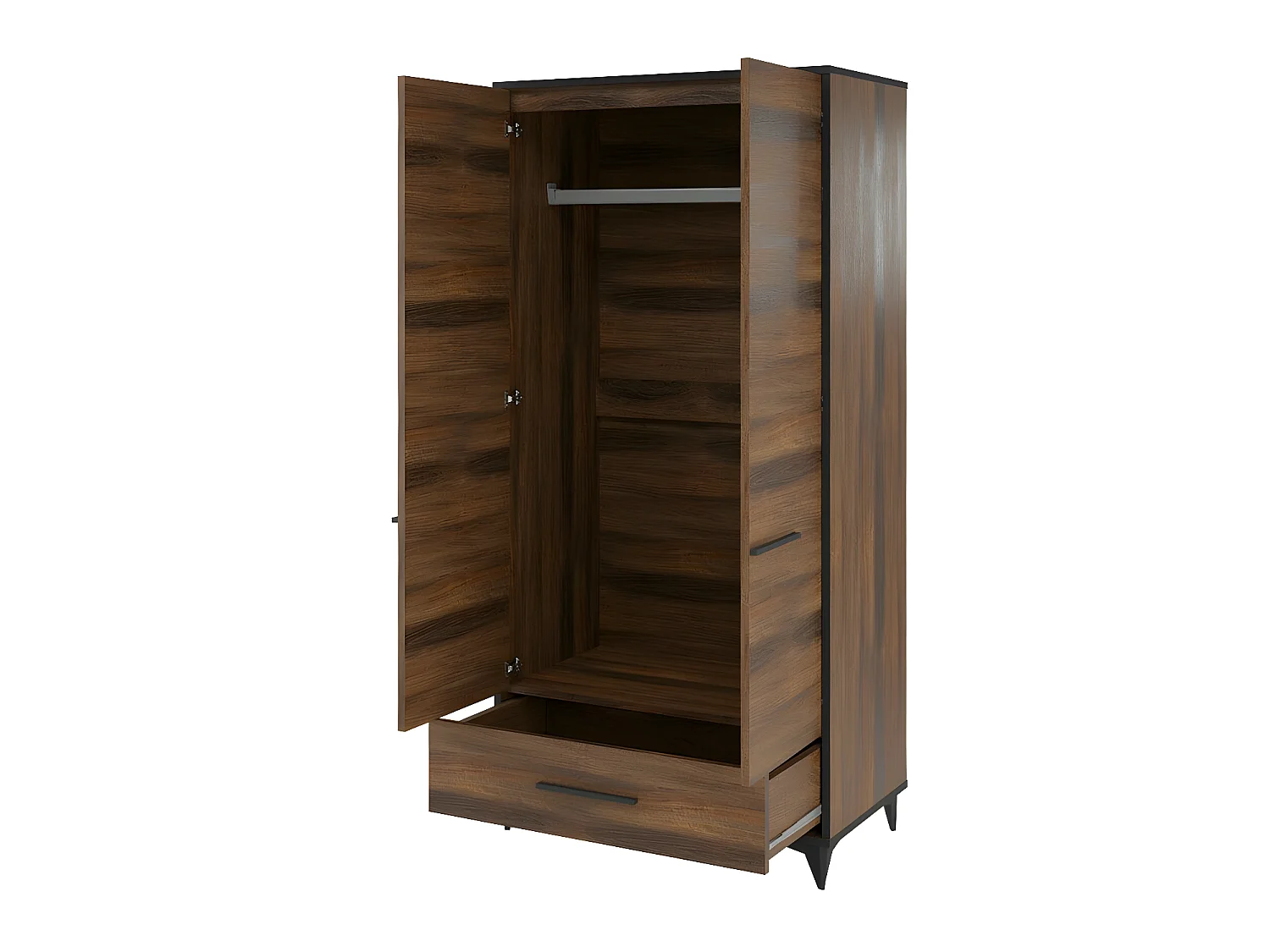 Armario Avimora 118, Nogal, 185x91x51cm, Puertas de armario: Con bisagras