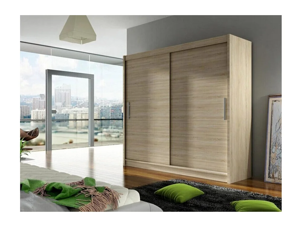 Armoire Closico 100, Sonoma chêne, 215x180x58cm, Portes d'armoire: Coulissantes