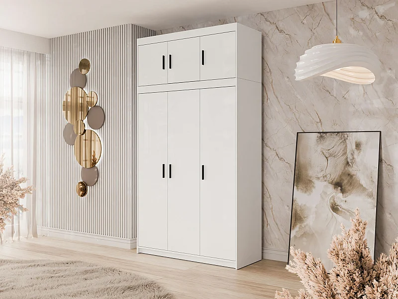 Armario Novduni 104, Blanco, 246x133x53cm, Puertas de armario: Con bisagras