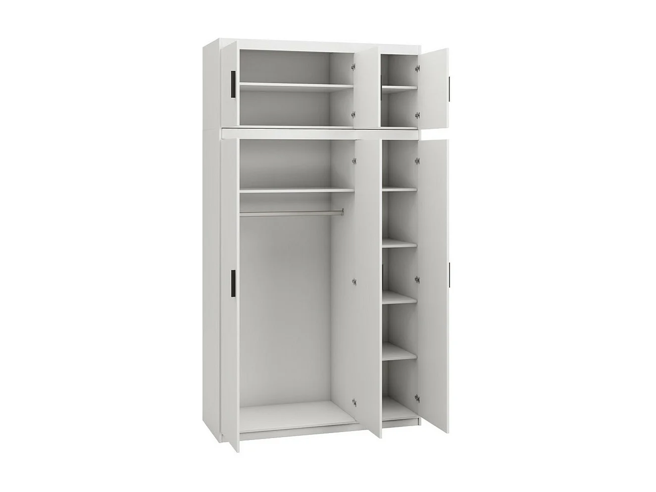 Armoire Novduni 104, Blanc, 246x133x53cm, Portes d'armoire: Avec des charnières