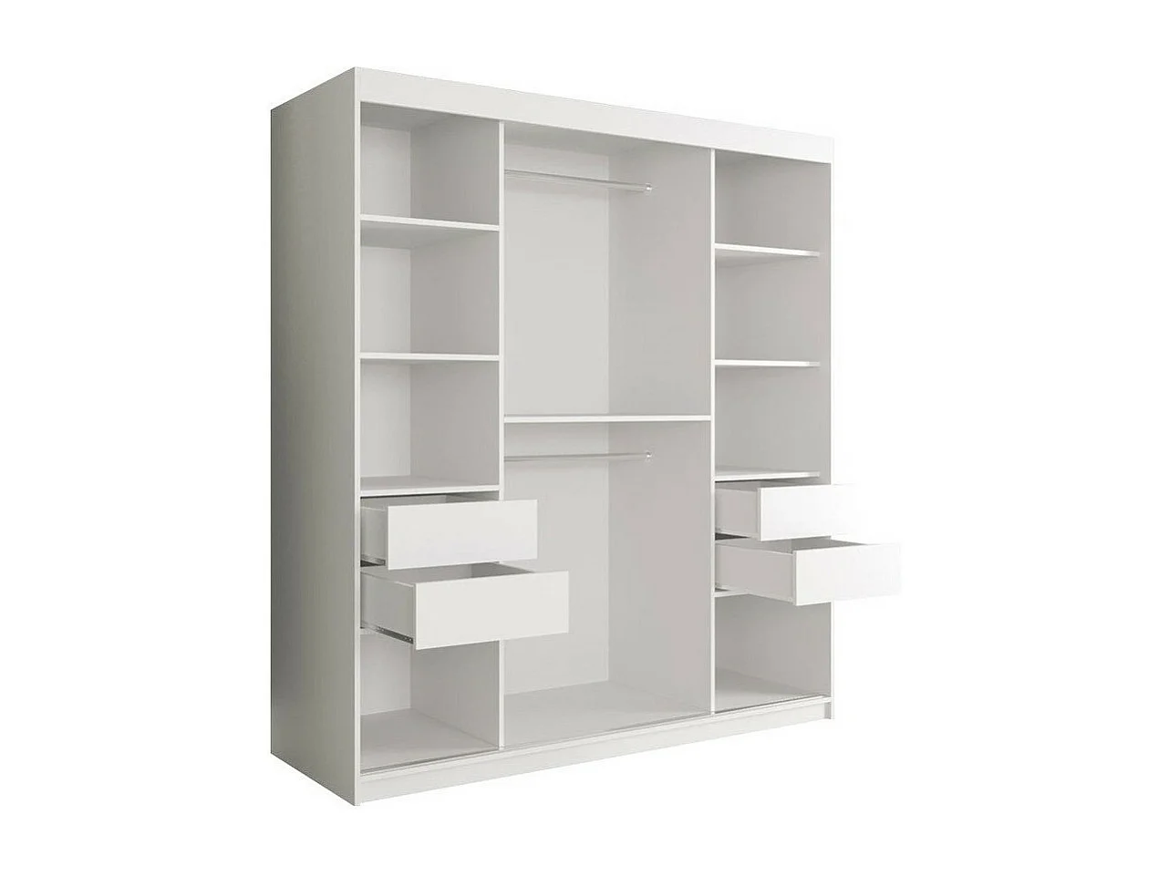 Armario Hartford 243, Negro mate|Mármol negro, 200x180x62cm, Número de estantes: 7