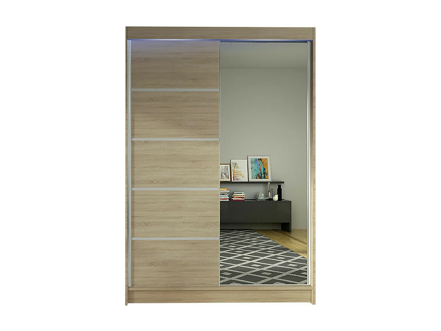 Armoire Closico 149, Sonoma chêne, 200x120x58cm, Portes d'armoire: Coulissantes