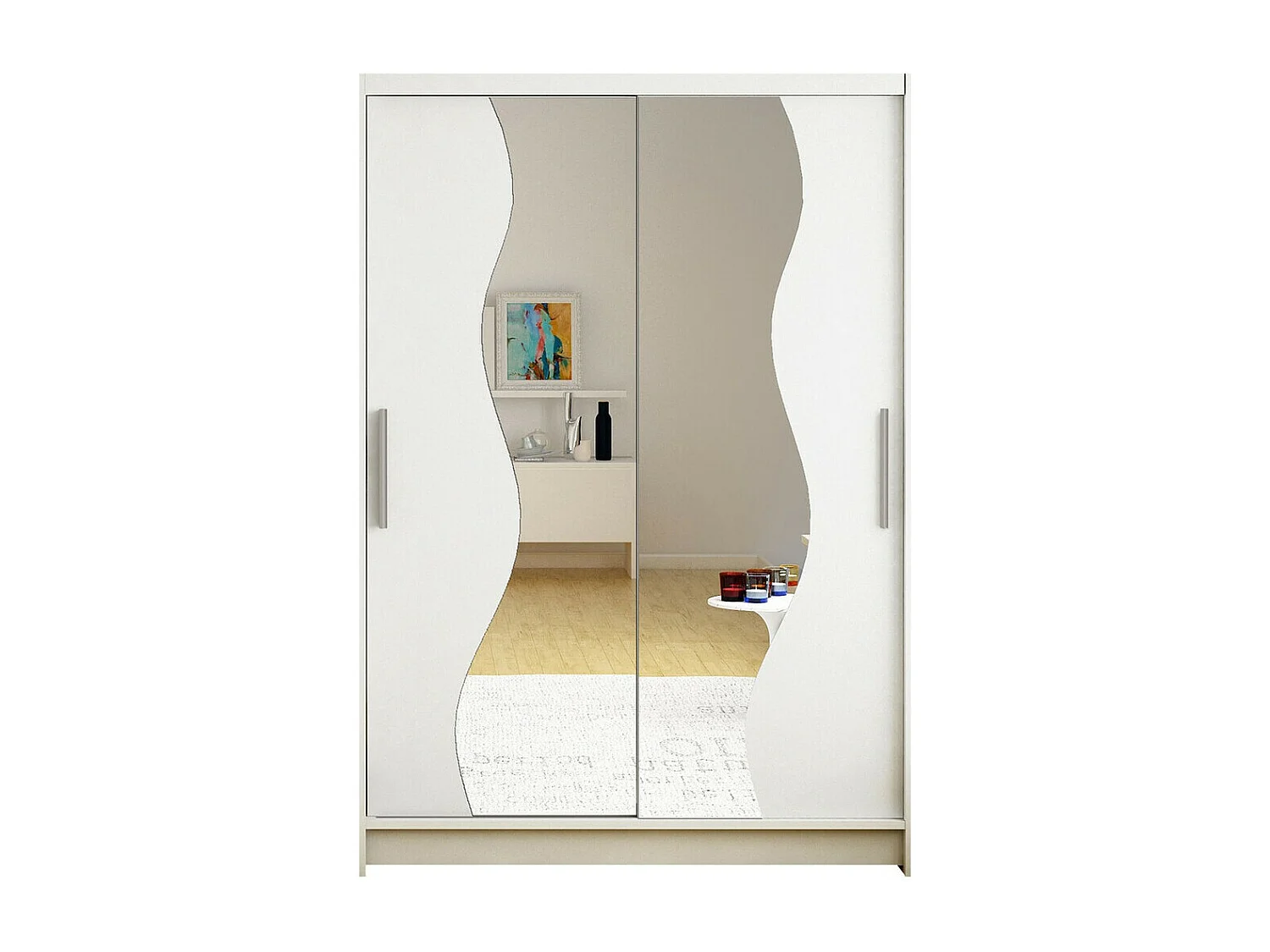 Armoire Closico 139, Blanc, 200x120x58cm, Portes d'armoire: Coulissantes