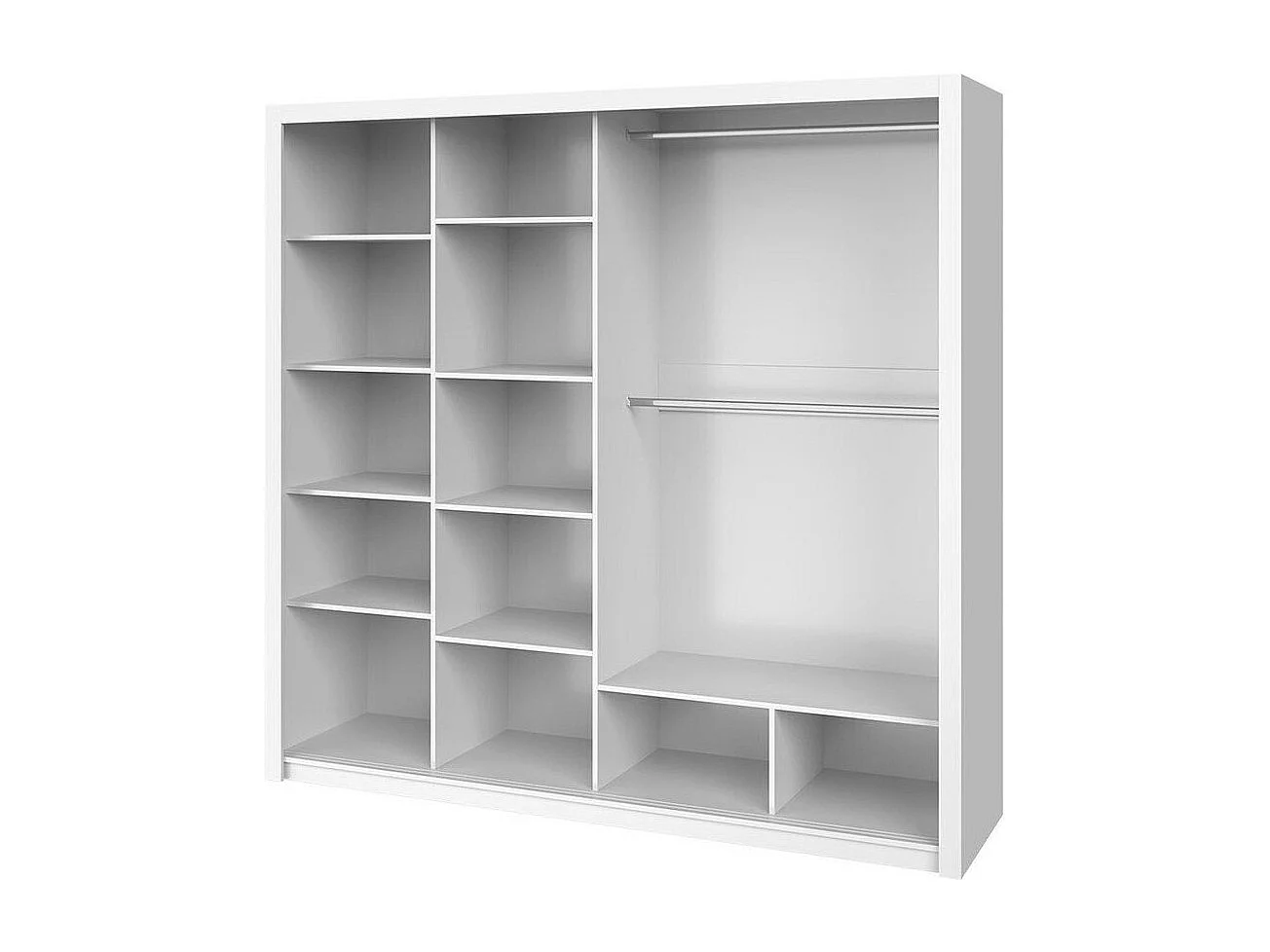 Armoire Catromi 109, Blanc, 215x220x62cm, Portes d'armoire: Coulissantes