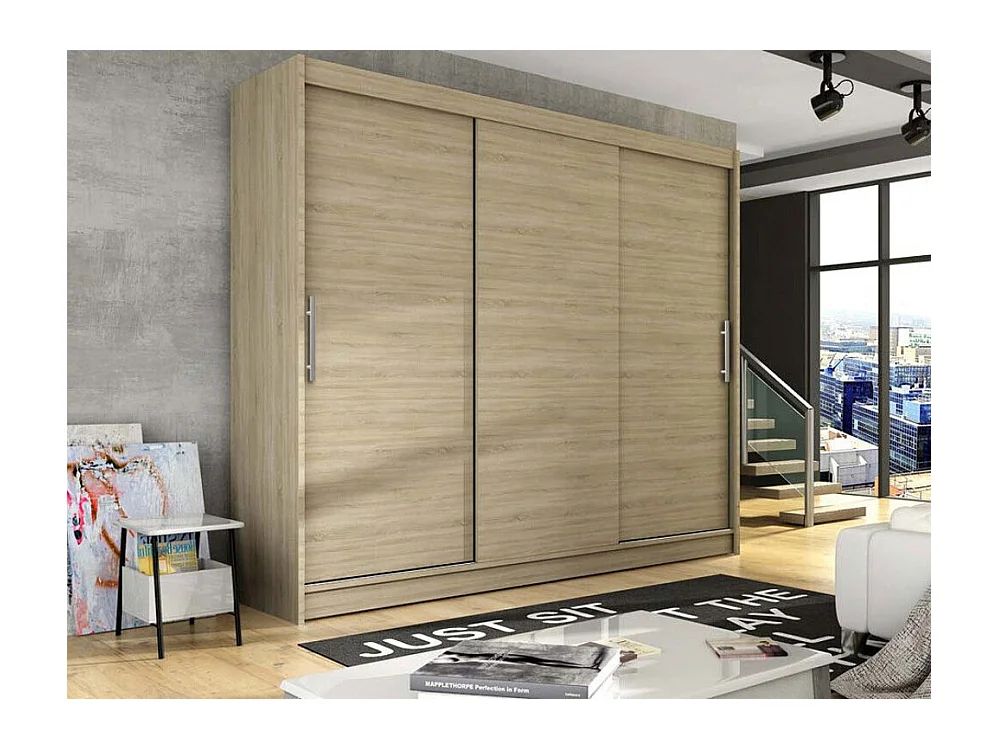 Armoire Closico 118, Sonoma chêne, 215x250x58cm, Portes d'armoire: Coulissantes