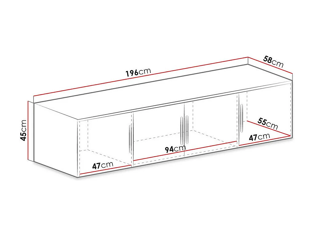 Aparador Dortivu 146, Grafito, 45x196cm, Número de puertas: 457cm, Aglomerado laminado