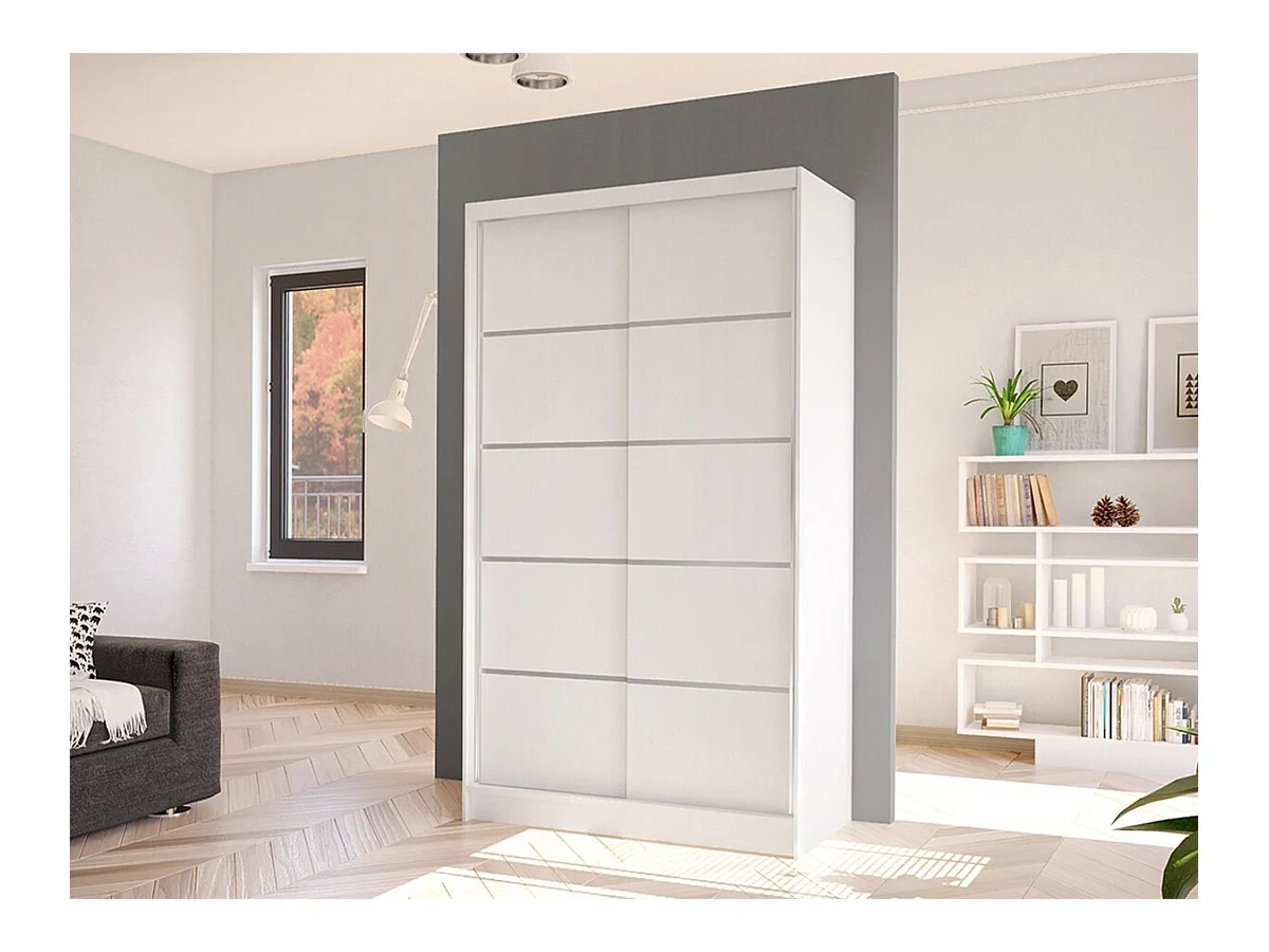 Armoire Closico 167, Blanc, 200x100x58cm, Portes d'armoire: Coulissantes