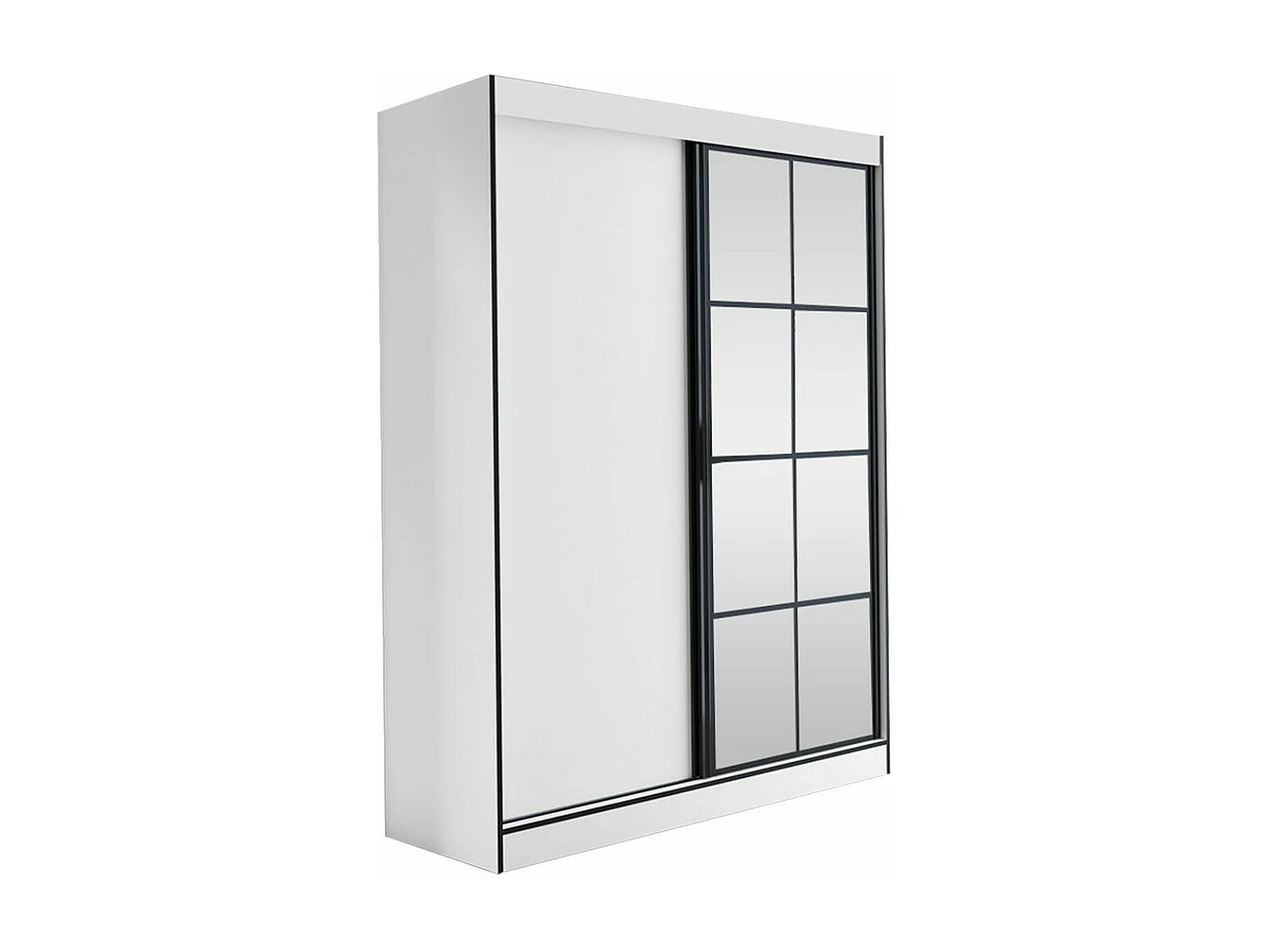 Armario Toledo 118, Negro|Blanco, 216x150x65cm, Puertas de armario: Correderas