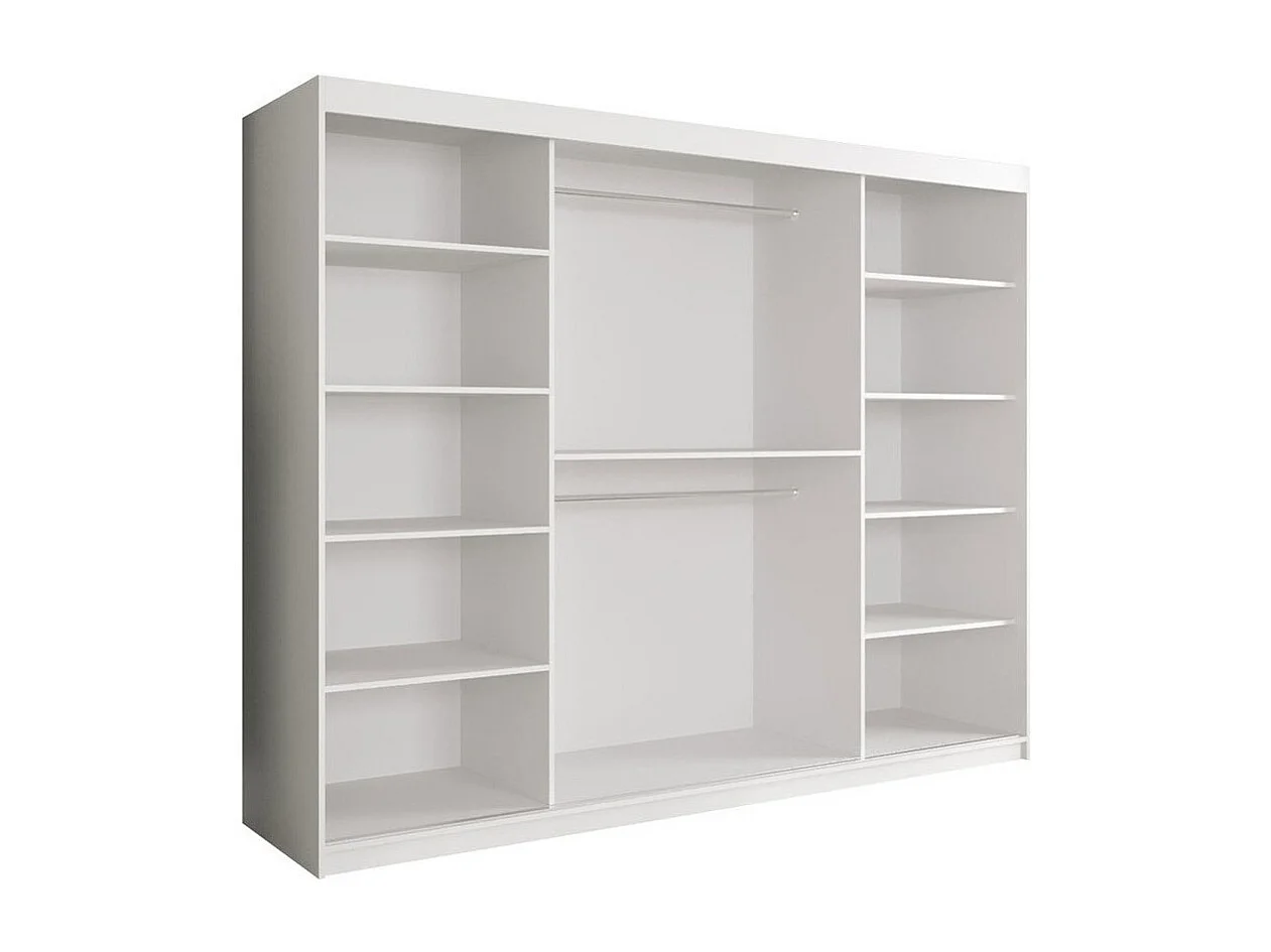 Armario Hartford 257, Mármol negro|Mate blanco, 200x250x62cm, Número de estantes: 9