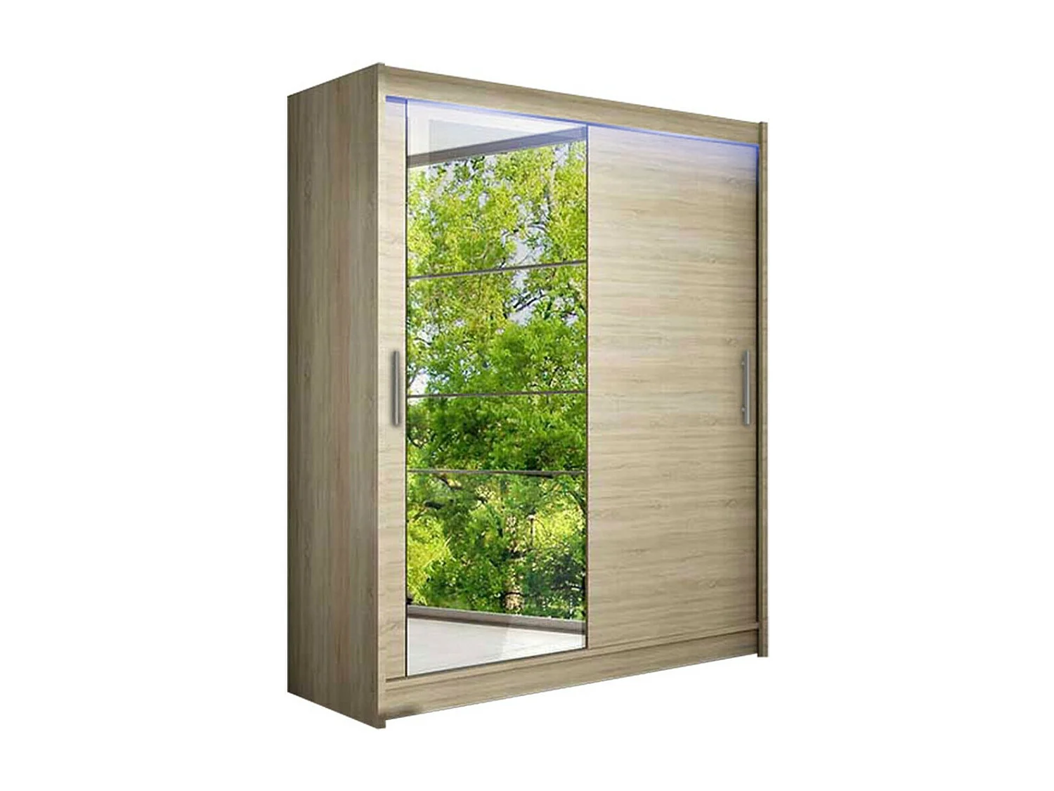 Armario Closico 112, Roble Sonoma, 200x150x58cm, Puertas de armario: Correderas