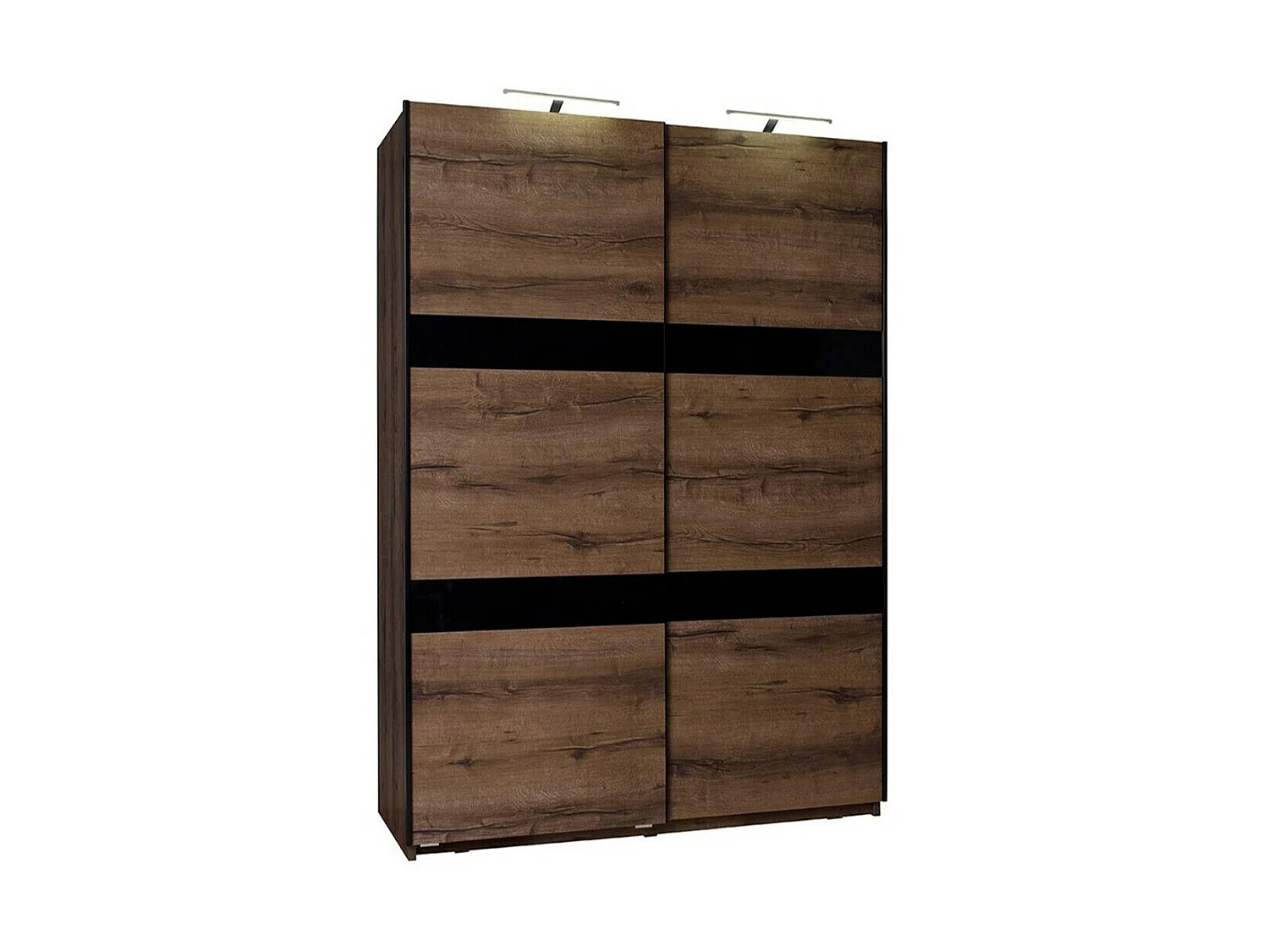 Armoire Fivelbo 109, Chêne du Monastery|Noir brillant, 215x150x69cm, Nombre d'étagères: 5