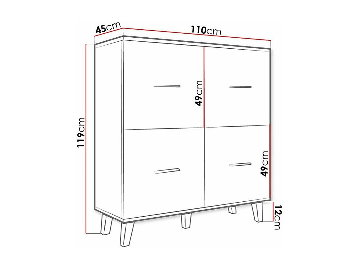 Buffet Larfloi 105, Blanc|Sonoma chêne, 119x110cm, Le nombre de portes: 445cm, Étagères