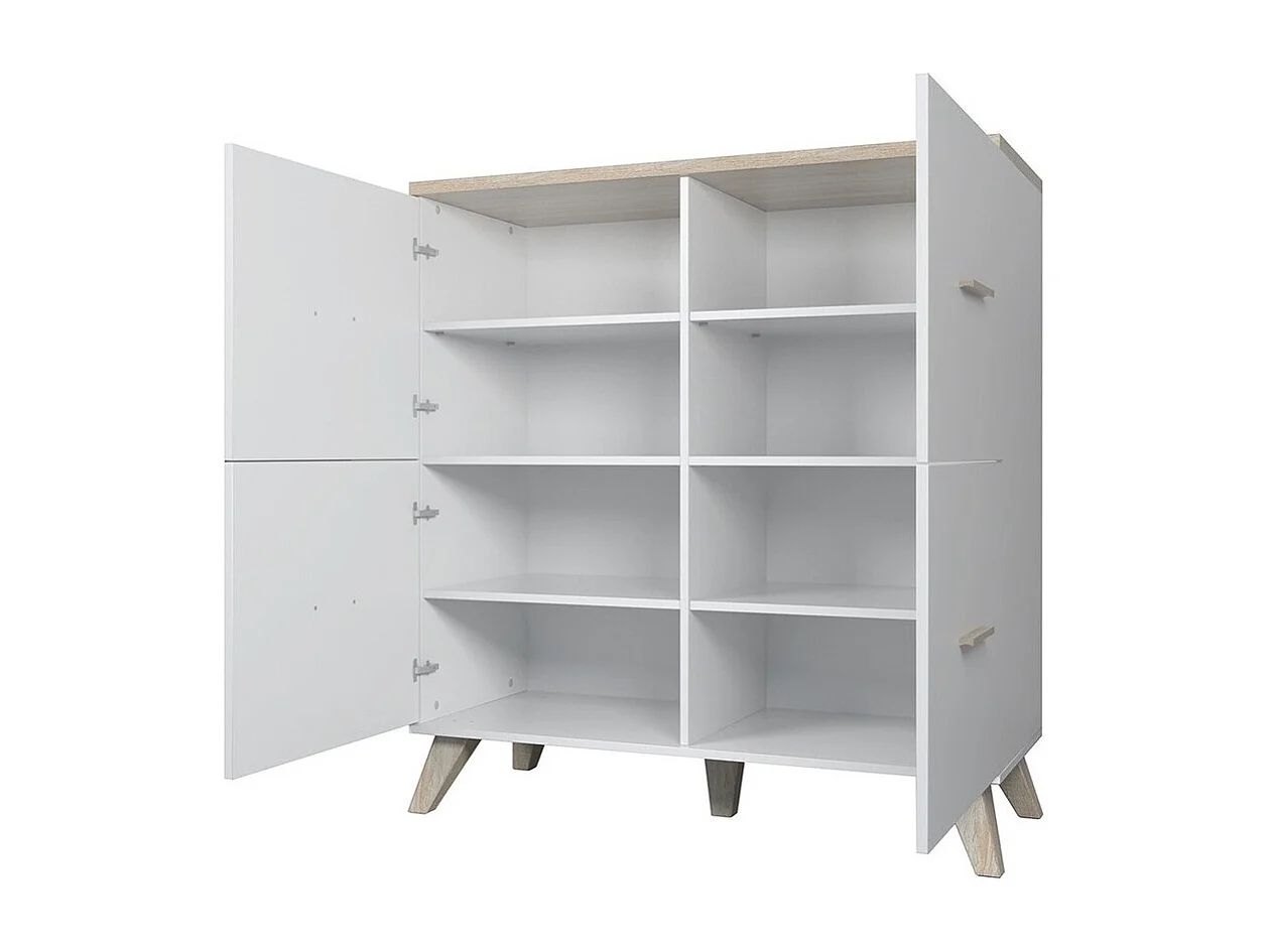 Buffet Larfloi 105, Sonoma chêne|Blanc, 119x110cm, Le nombre de portes: 445cm, Disponible