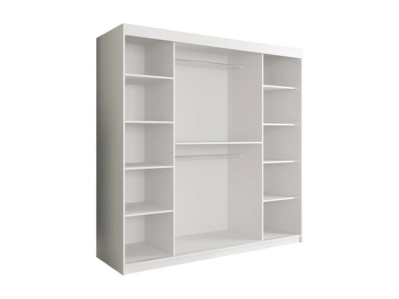 Armoire Hartford 262, Marbre blanc|Mat blanc, 200x200x62cm, Nombre d'étagères: 9