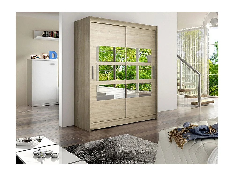 Armoire Closico 157, Sonoma chêne, 200x150x58cm, Portes d'armoire: Coulissantes