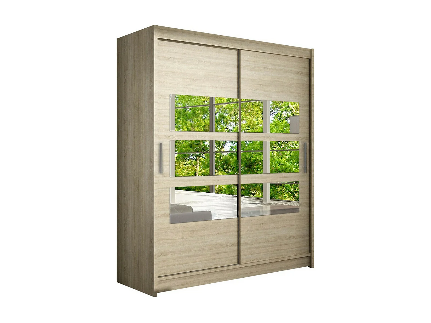 Armadio Closico 157, Sonoma quercia, 200x150x58cm, Porte armadi: Scorrevoli