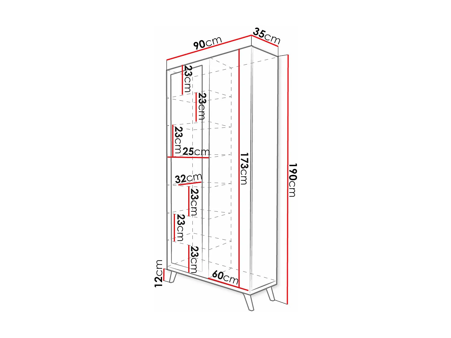 Armoire Levtena 103, Blanc|Chêne doré artisanal, 190x90x35cm, Nombre d'étagères: 6