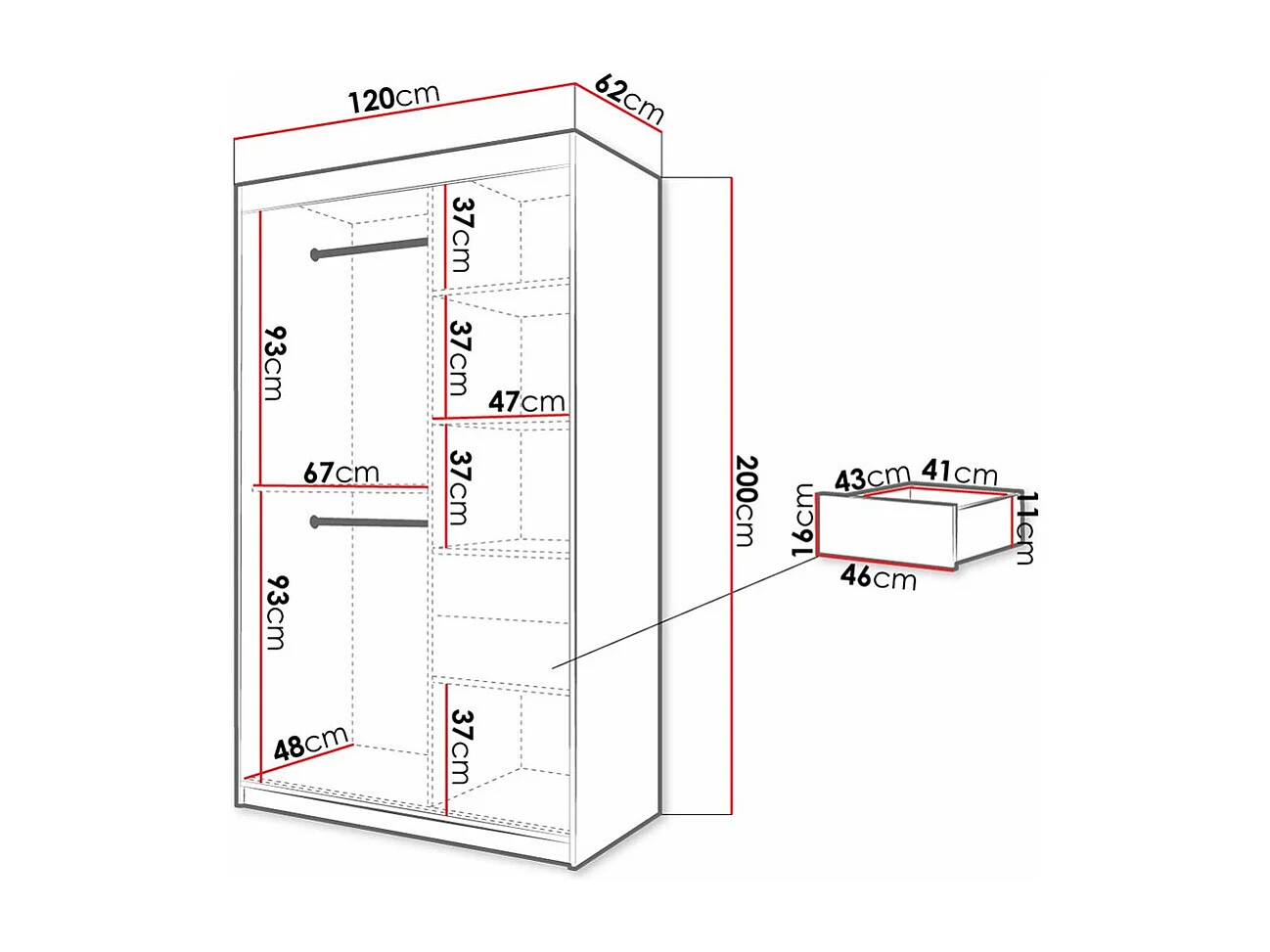 Armario Hartford 308, Roble Artisan|Negro, 200x120x62cm, Puertas de armario: Correderas