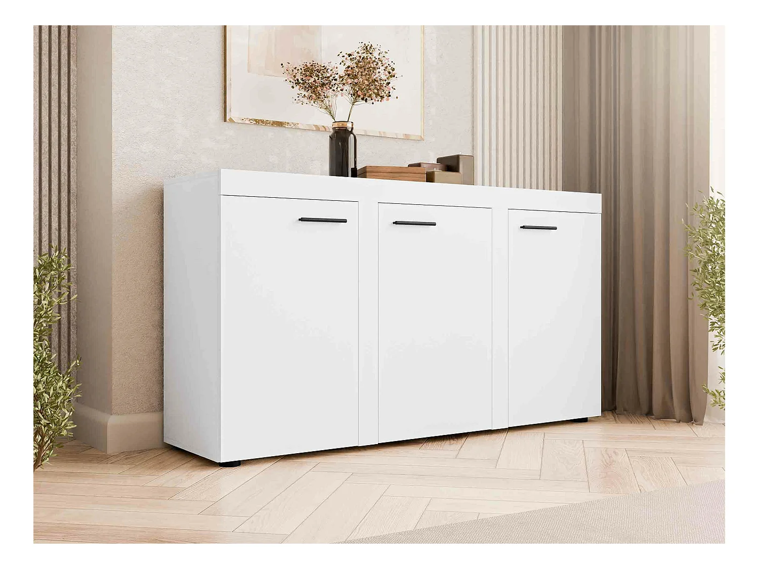 Buffet Tucson 121, Blanc, 82x149cm, Le nombre de portes: 340cm, Stratifié
