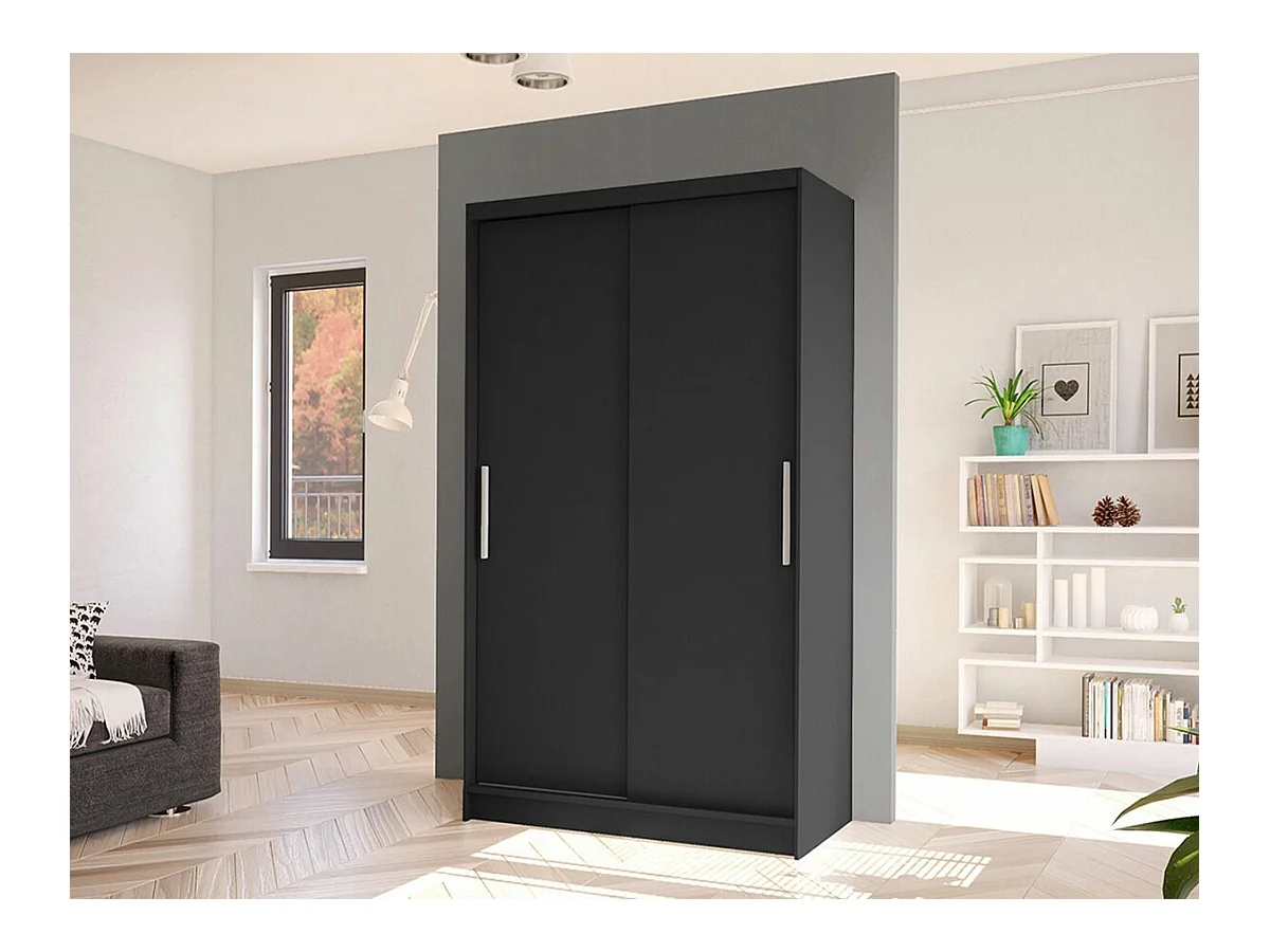 Armoire Closico 162, Noir, 200x100x58cm, Portes d'armoire: Coulissantes