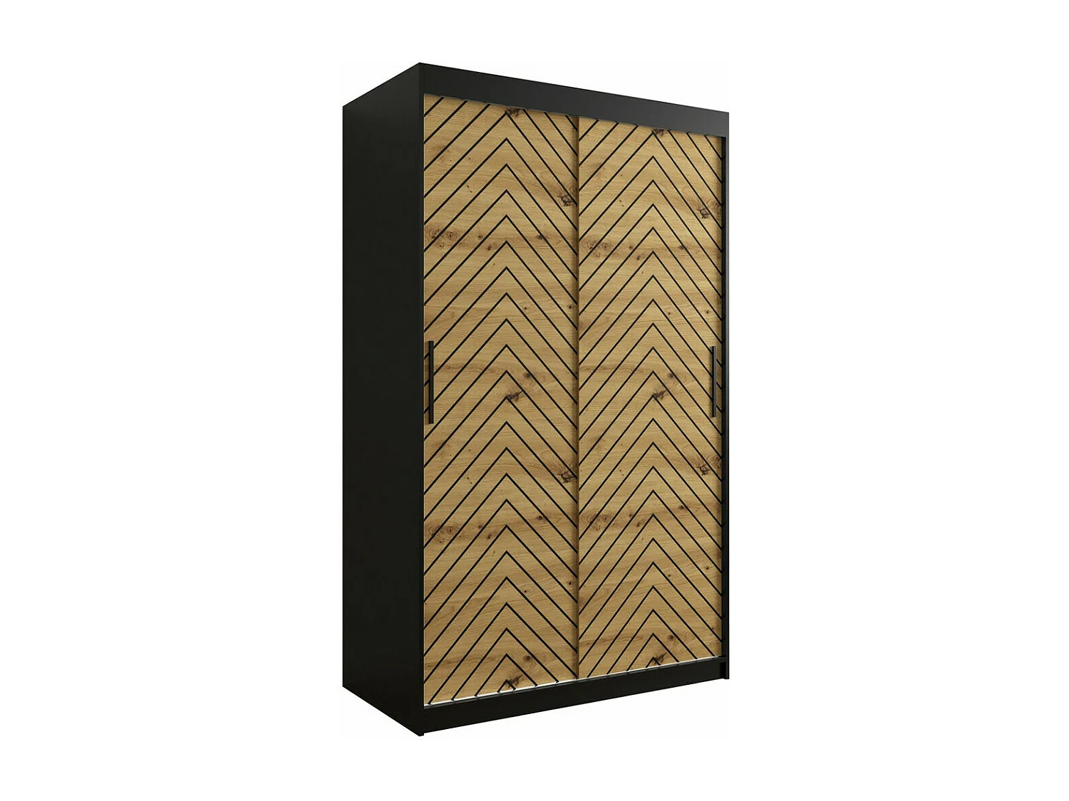 Armario Hartford 308, Negro|Roble Artisan, 200x120x62cm, Puertas de armario: Correderas