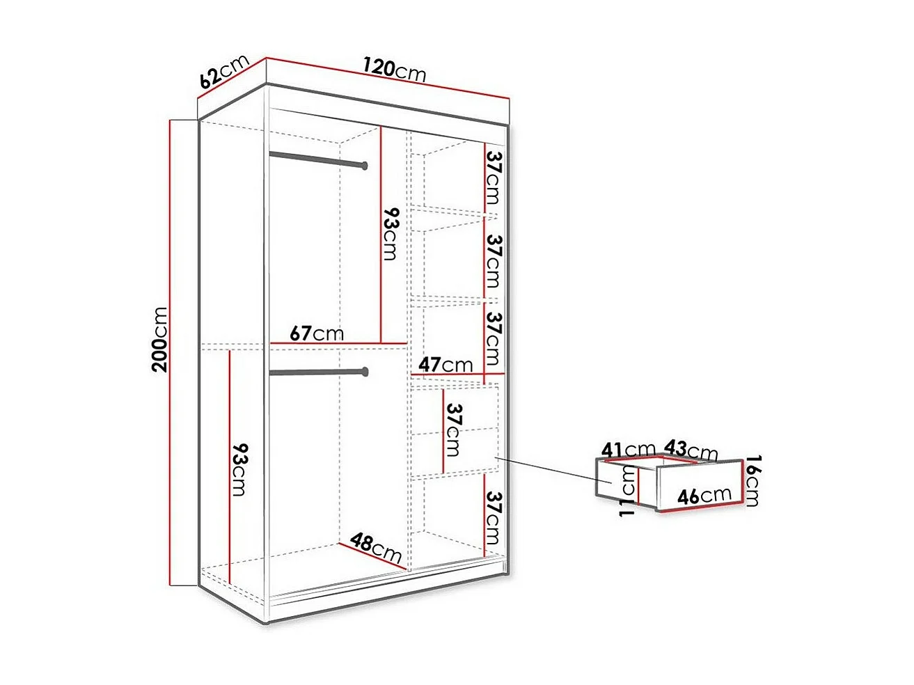 Armario Hartford 247, Negro mate|Mármol negro, 200x120x62cm, Número de estantes: 4