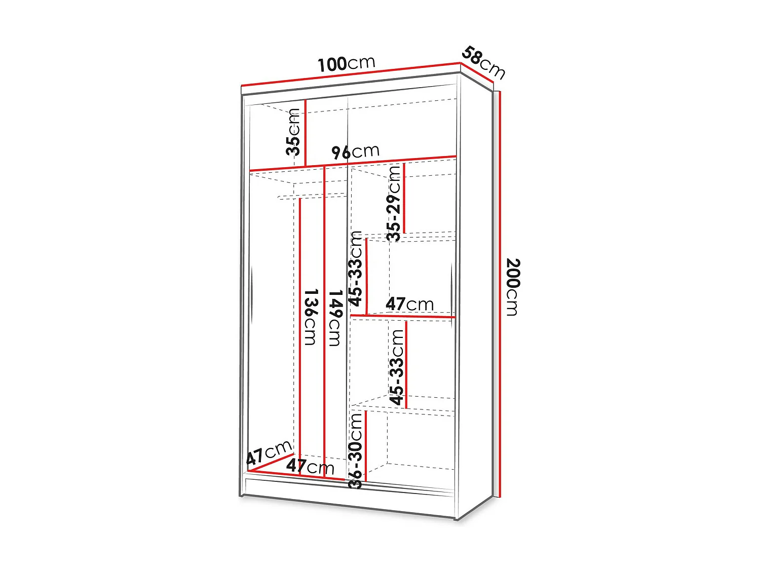 Armario Closico 168, Roble Artisan|Blanco, 200x100x58cm, Puertas de armario: Correderas