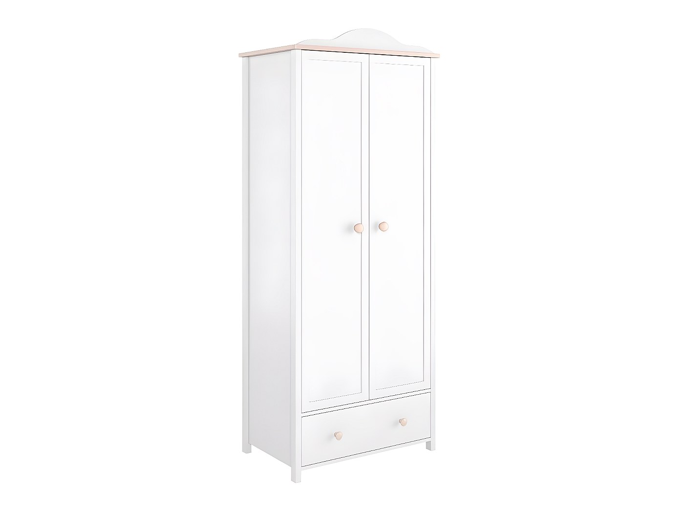 Armoire Fresno B117, BlancRose clair, 196x85x52cm, Portes d'armoire