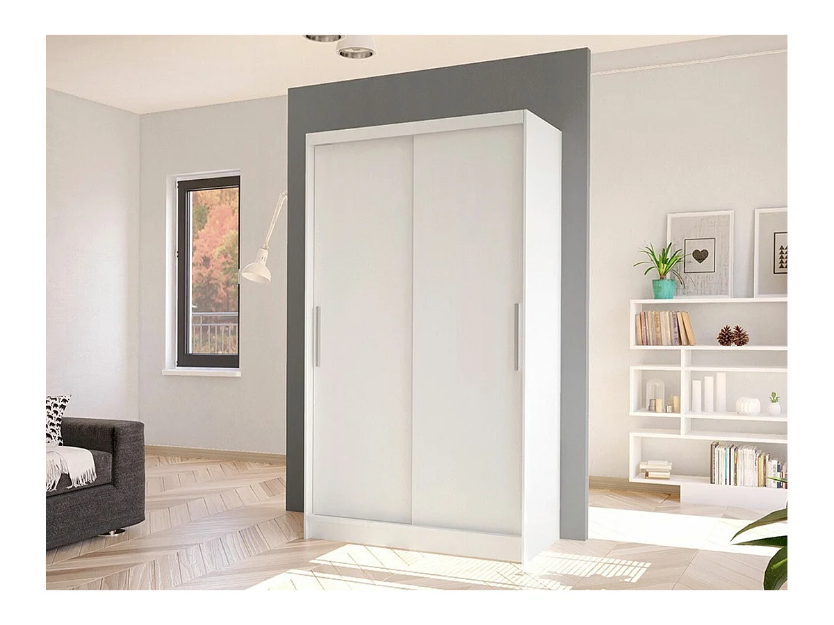 Armoire Closico 162, Blanc, 200x100x58cm, Portes d'armoire: Coulissantes