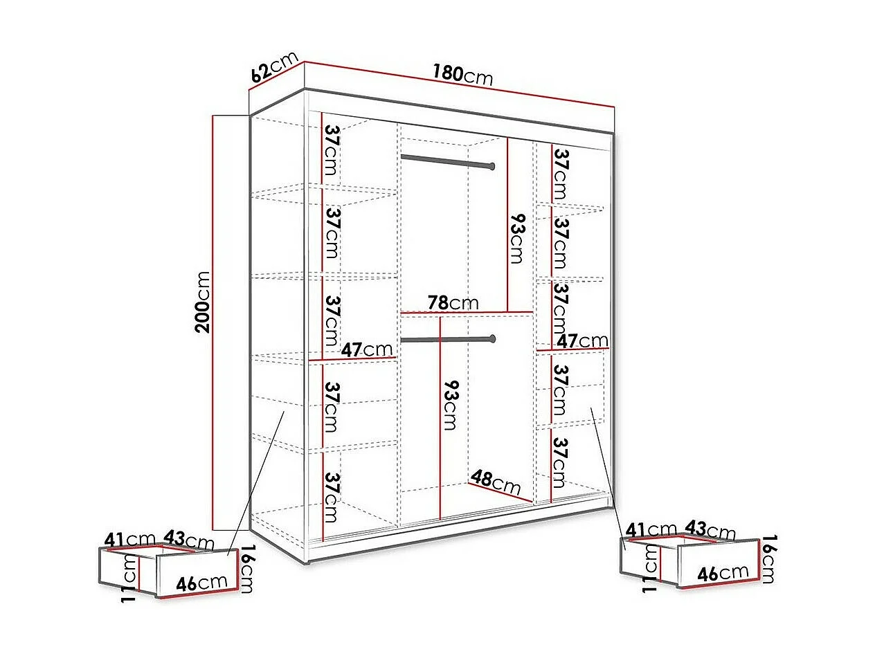 Roupeiro Hartford 261, Número de prateleiras: 7, 20x18x6cm