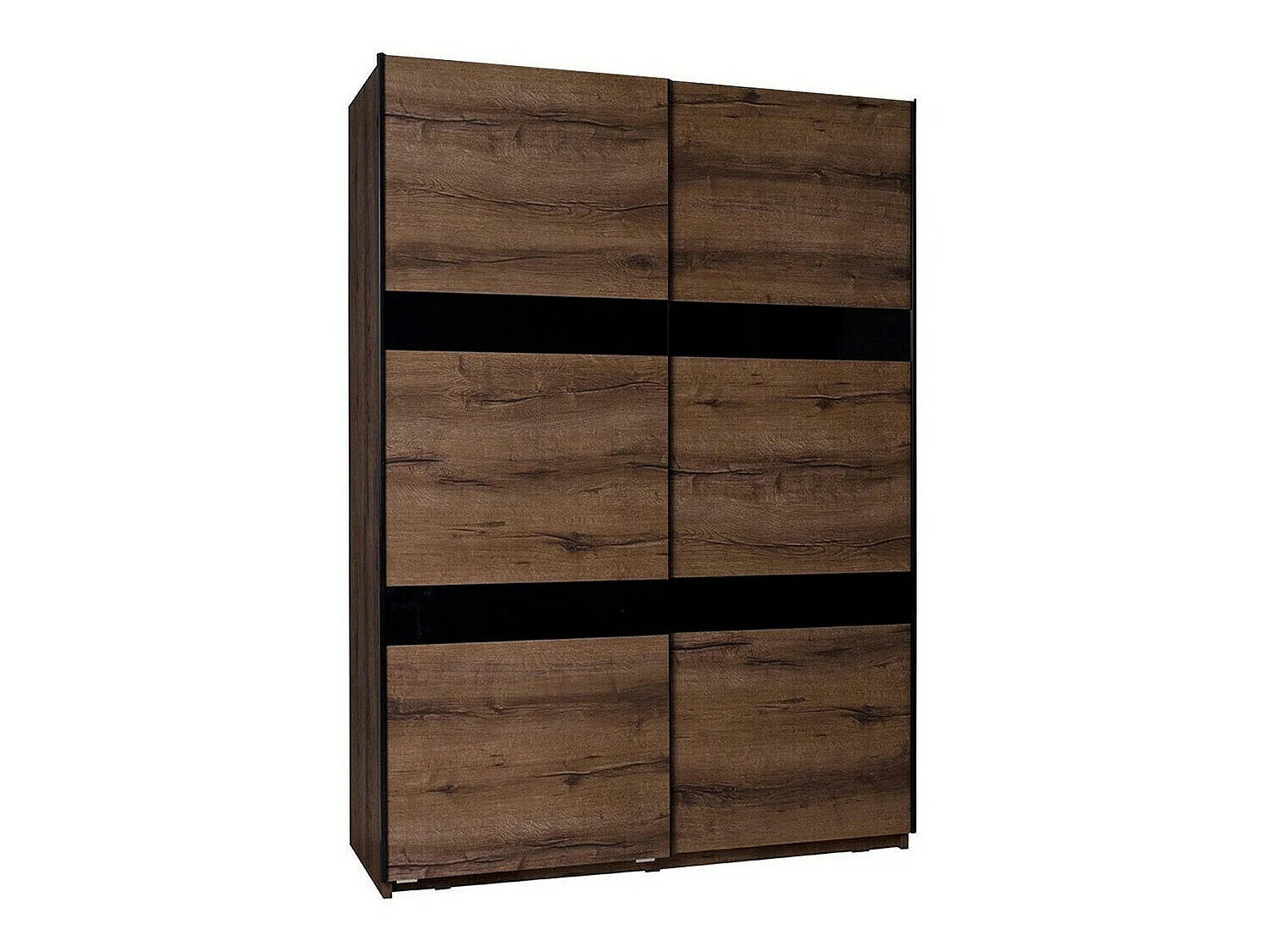 Armario Fivelbo 109, Negro brillante|Roble del Monastery, 215x150x69cm