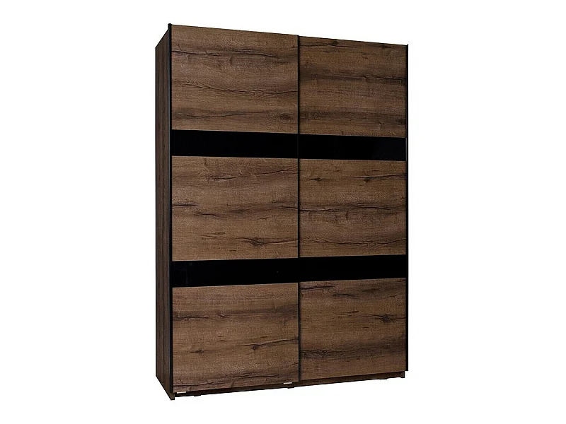 Armario Fivelbo 109, Negro brillante|Roble del Monastery, 215x150x69cm