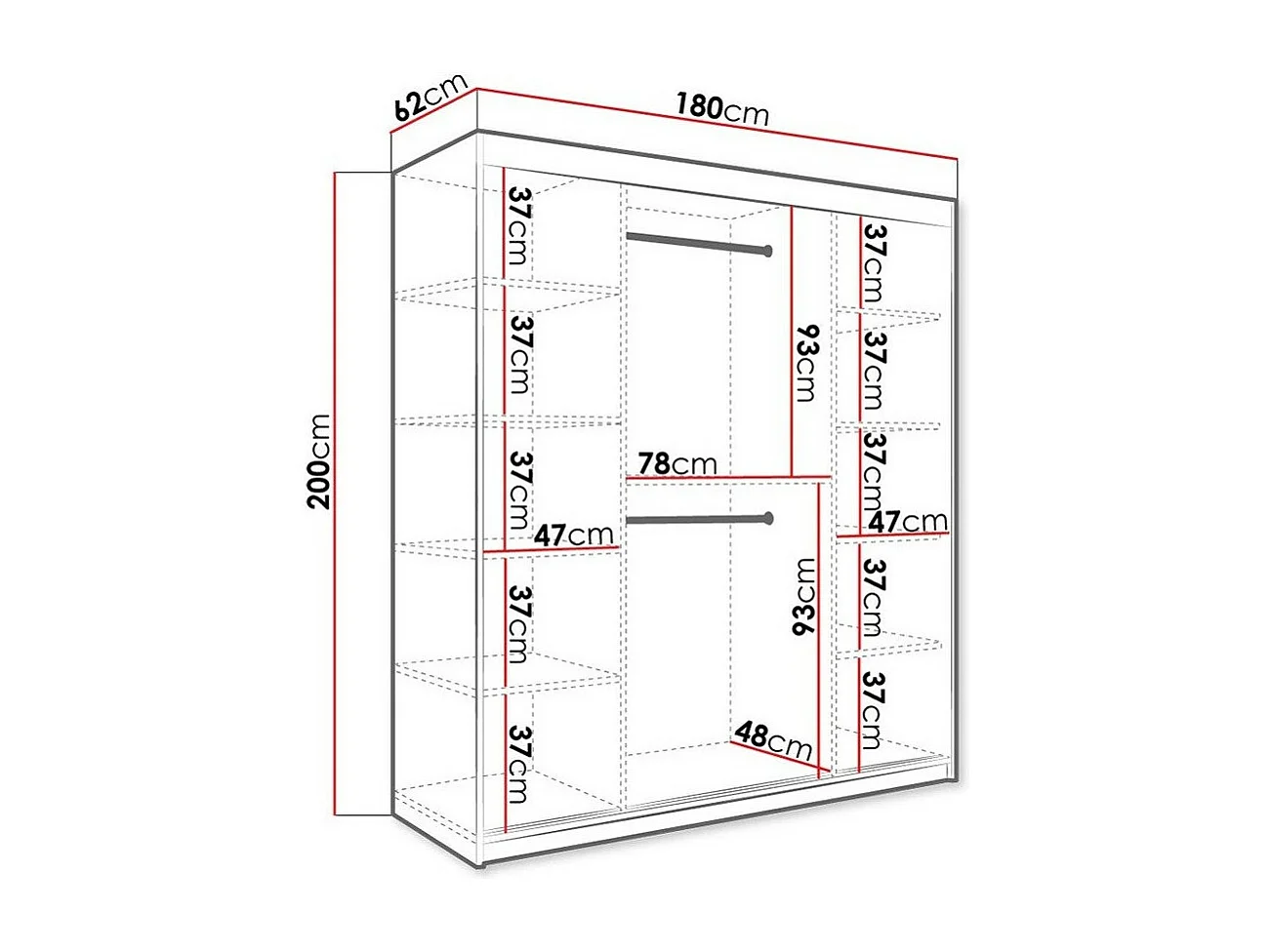 Armoire Hartford 255, Marbre noir|Noir mat, 200x180x62cm, Portes d'armoire: Coulissantes