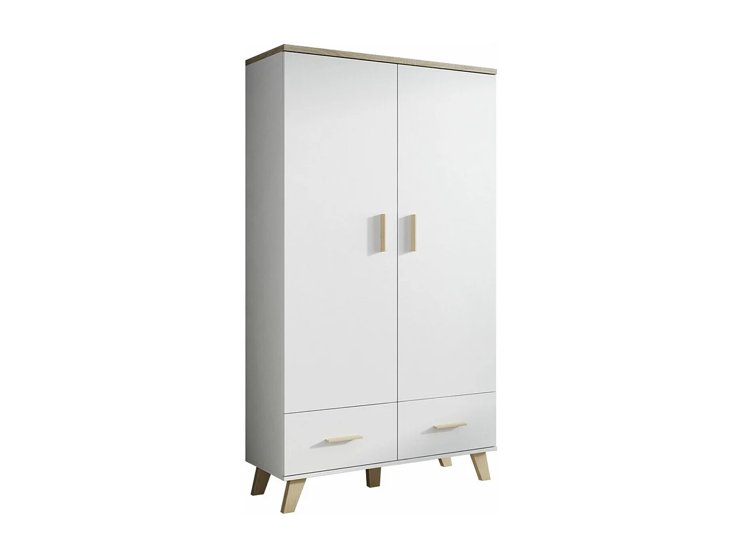 Armario Larfloi 111, Roble Sonoma|Blanco, 190x110x55cm, Puertas de armario: Con bisagras
