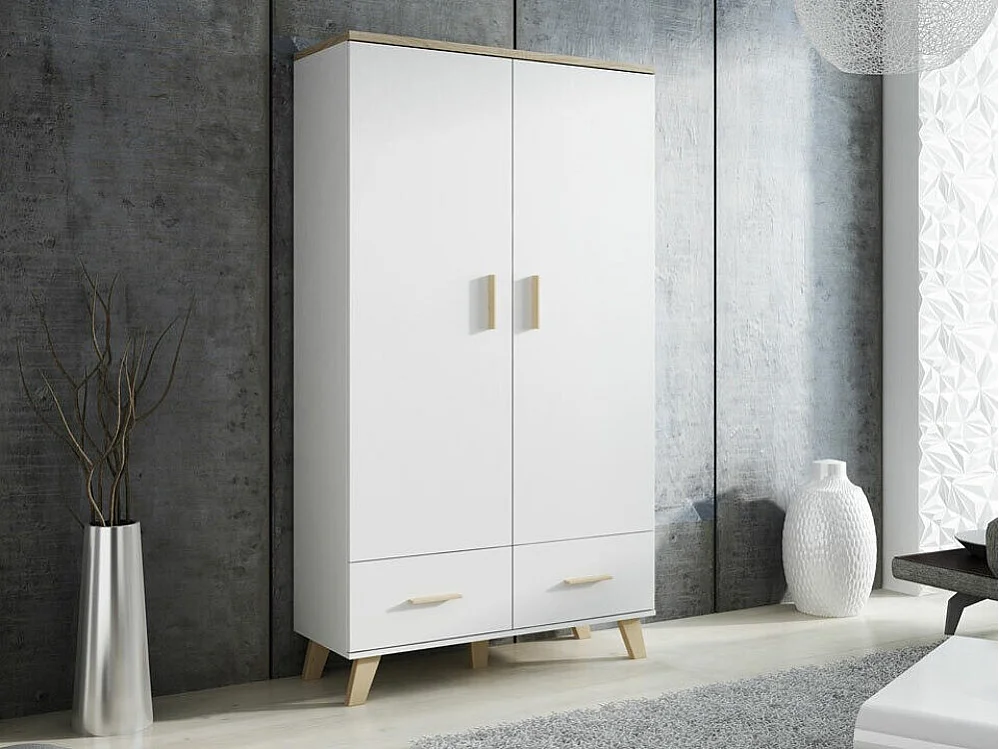 Armoire Larfloi 111, Sonoma chêne|Blanc, 190x110x55cm