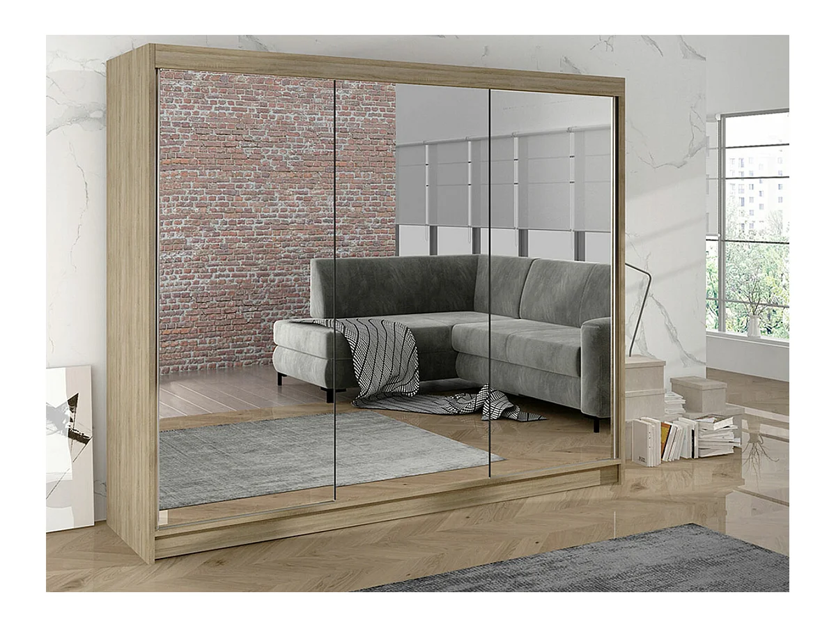 Armoire Closico 160, Sonoma chêne, 215x200x58cm, Portes d'armoire: Coulissantes