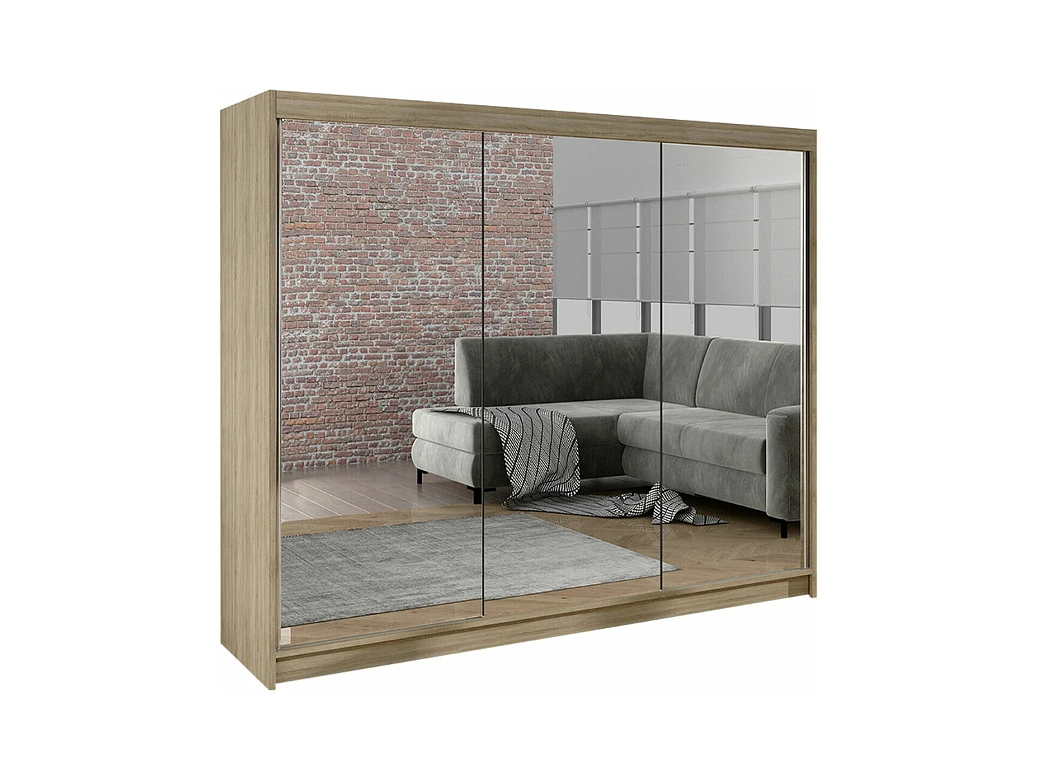Armoire Closico 160, Sonoma chêne, 215x200x58cm, Portes d'armoire: Coulissantes