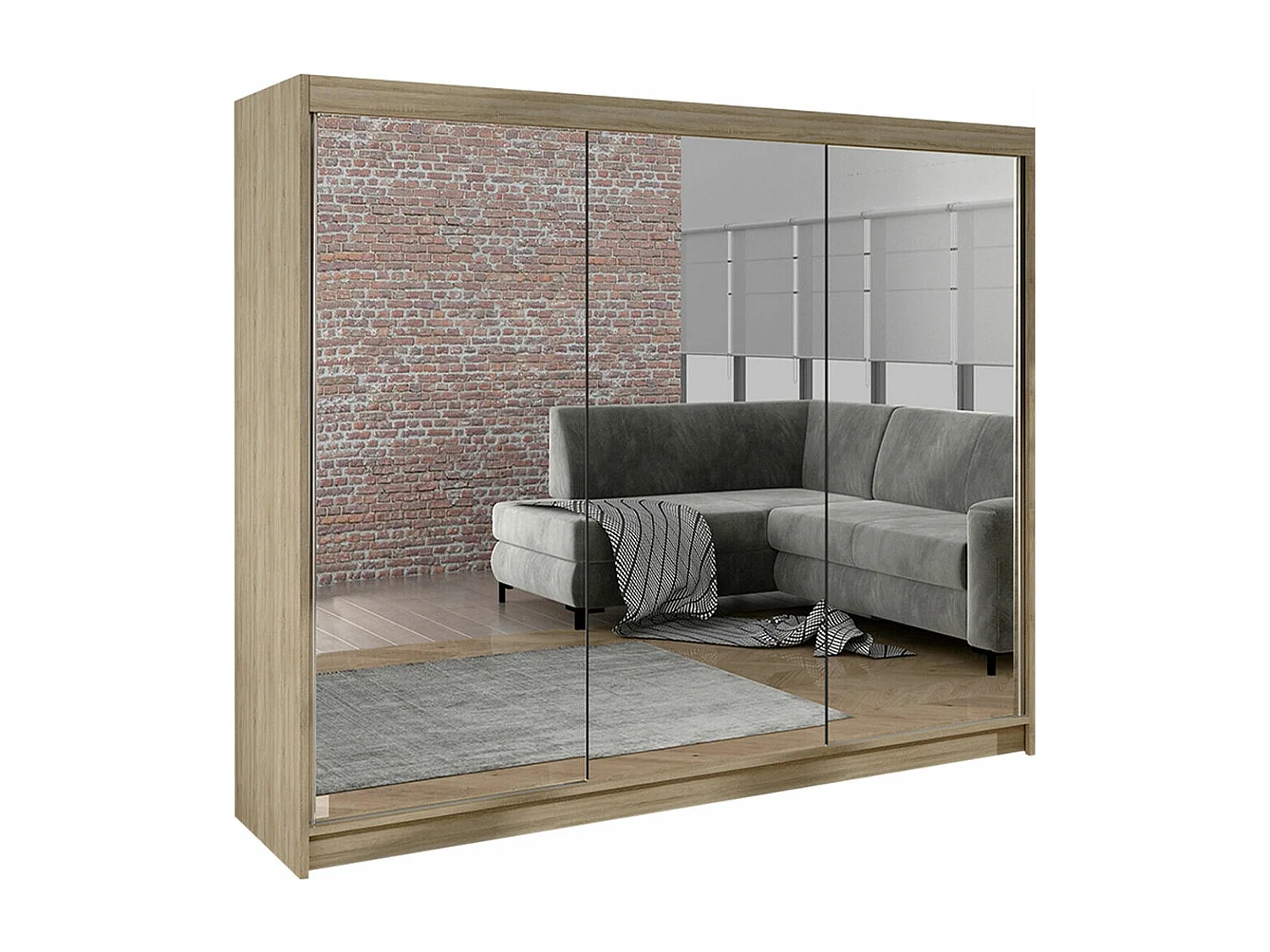 Armoire Closico 160, Sonoma chêne, 215x200x58cm, Portes d'armoire: Coulissantes