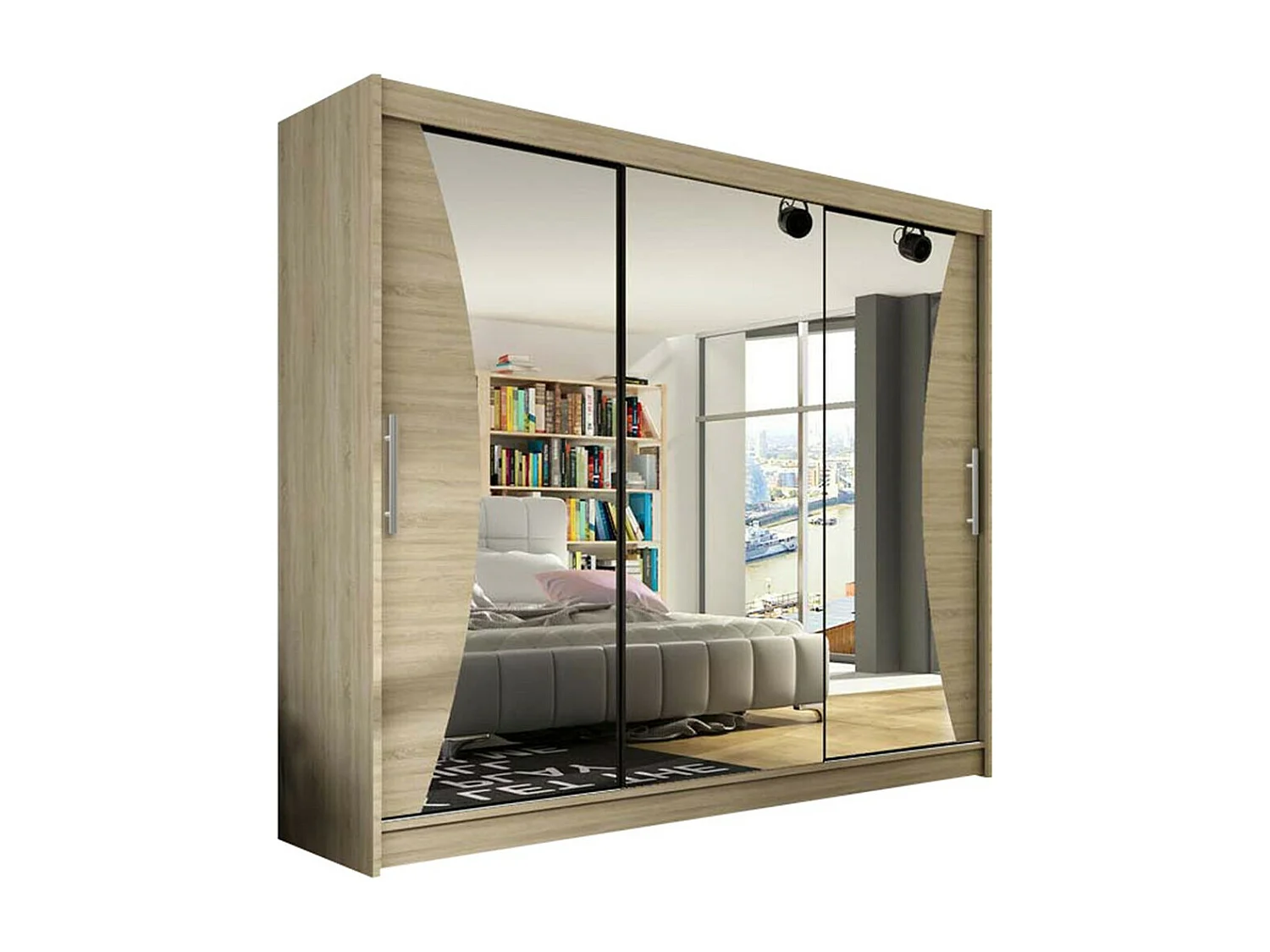 Armoire Closico 120, Sonoma chêne, 215x250x58cm, Portes d'armoire: Coulissantes