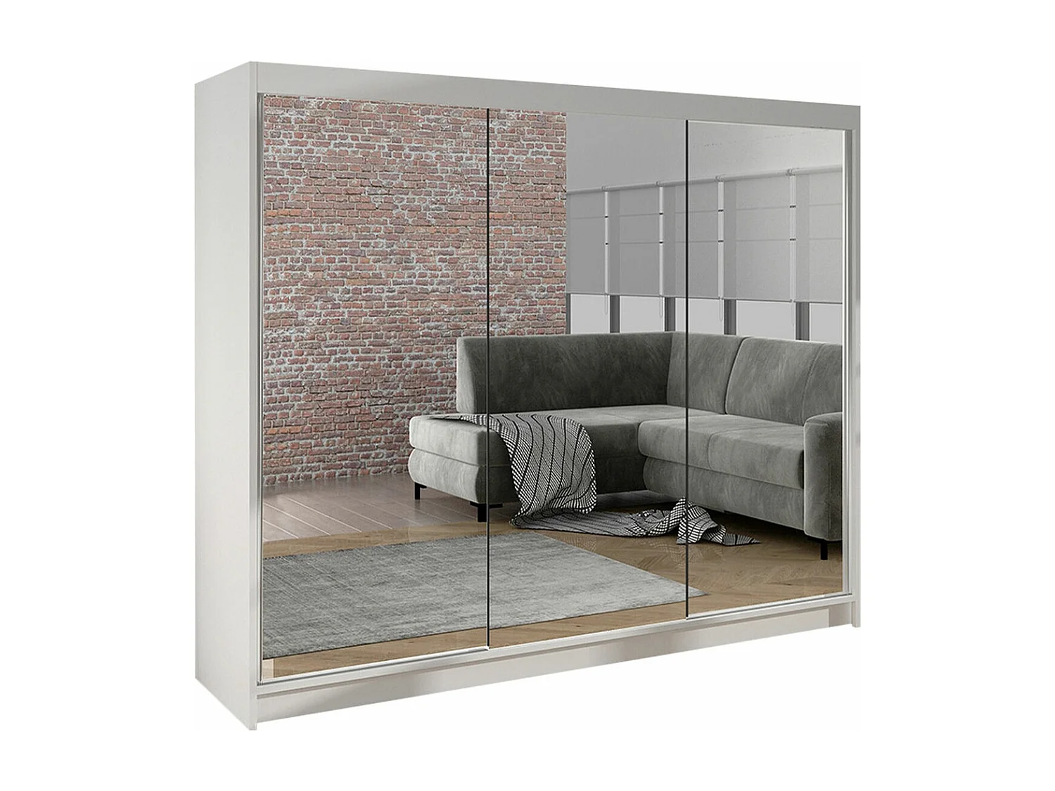 Armoire Closico 160, Blanc, 215x200x58cm, Portes d'armoire: Coulissantes