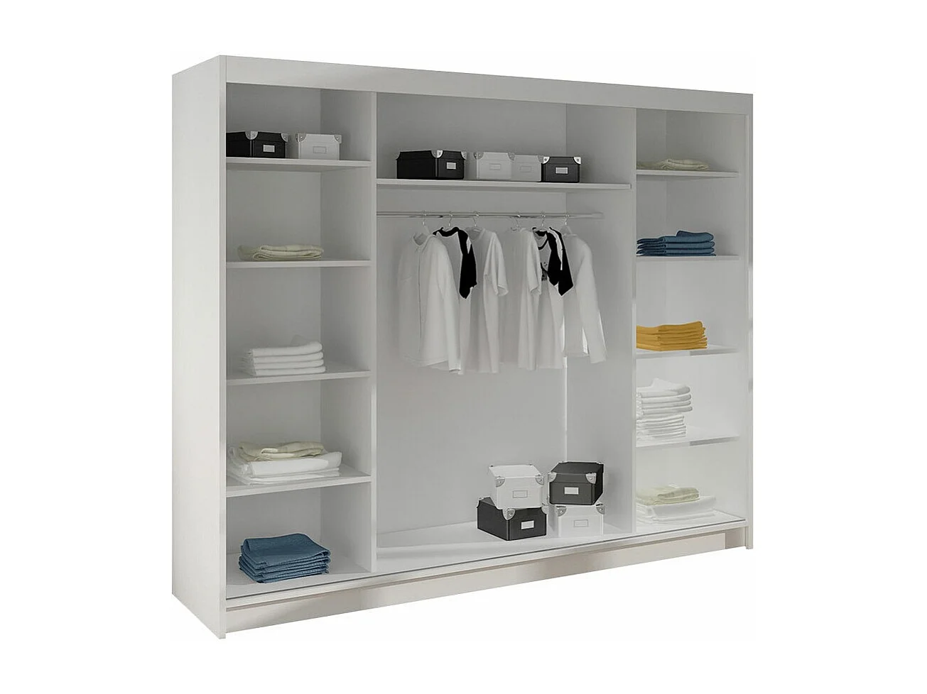 Armoire Closico 160, Blanc, 215x200x58cm, Portes d'armoire: Coulissantes