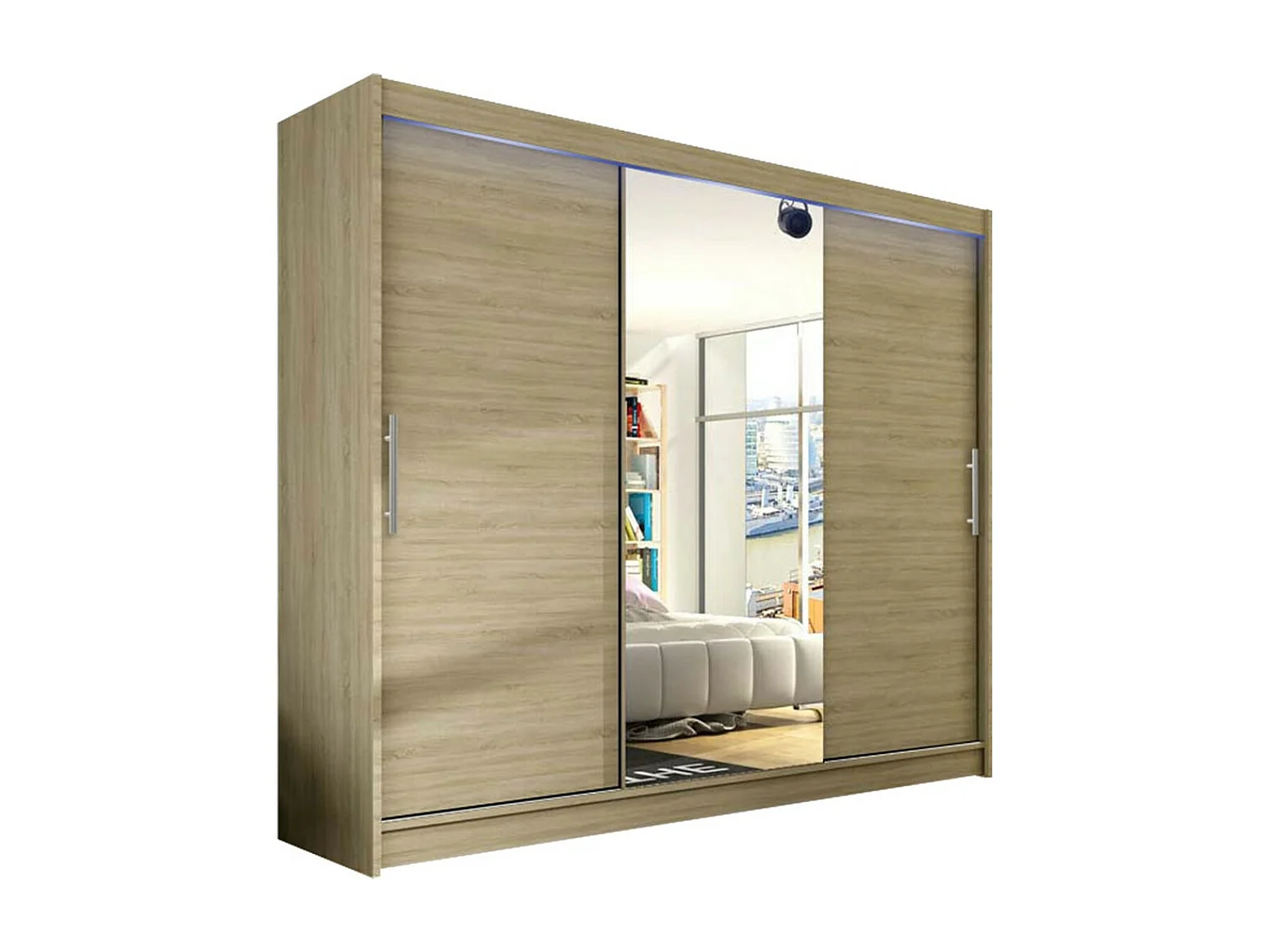 Armario Closico 122, Roble Sonoma, 215x250x58cm, Puertas de armario: Correderas