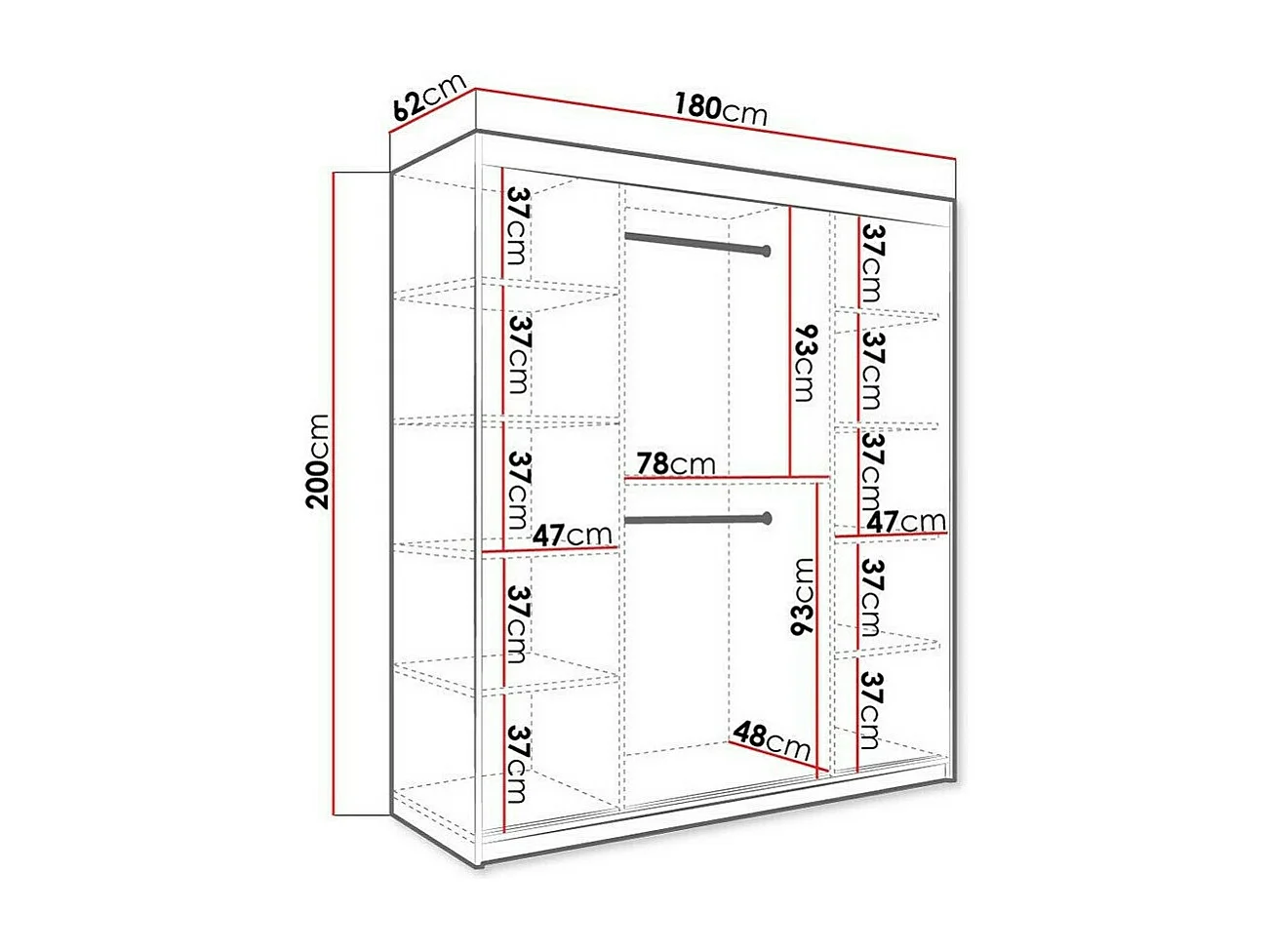Armario Hartford 243, Mármol blanco|Mate blanco, 200x180x62cm, Número de estantes: 9