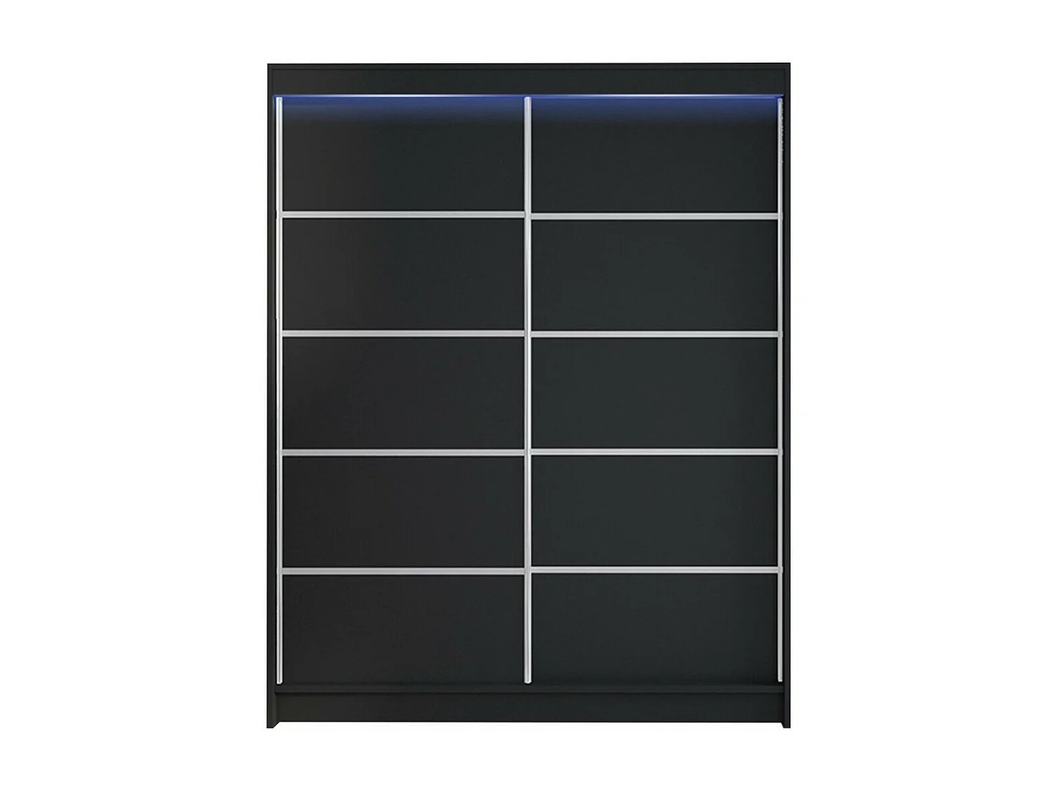 Armoire Closico 145, Noir, 200x150x58cm, Portes d'armoire: Coulissantes