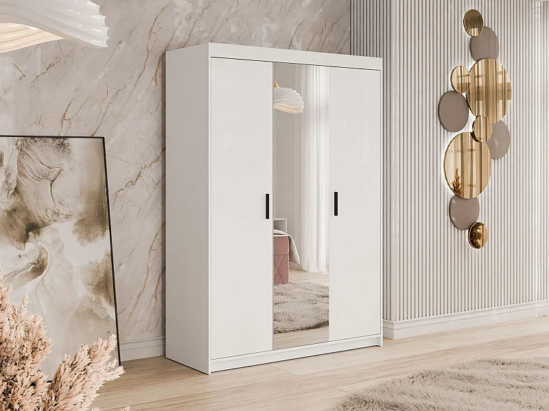 Armoire Novduni 102, Blanc, 191x133x53cm, Portes d'armoire: Avec des charnières