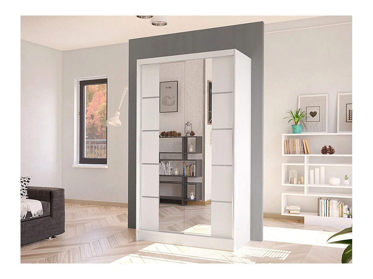 Armario Closico 168, Blanco, 200x100x58cm, Puertas de armario: Correderas