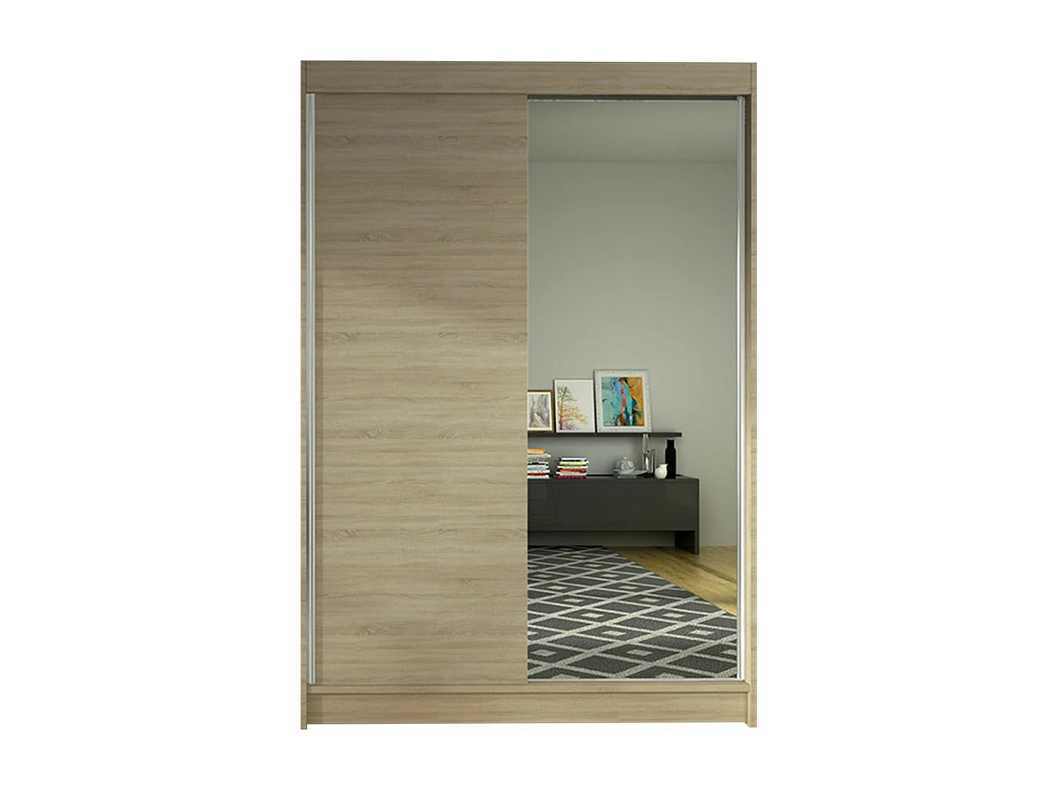 Armoire Closico 147, Sonoma chêne, 200x120x58cm, Portes d'armoire: Coulissantes