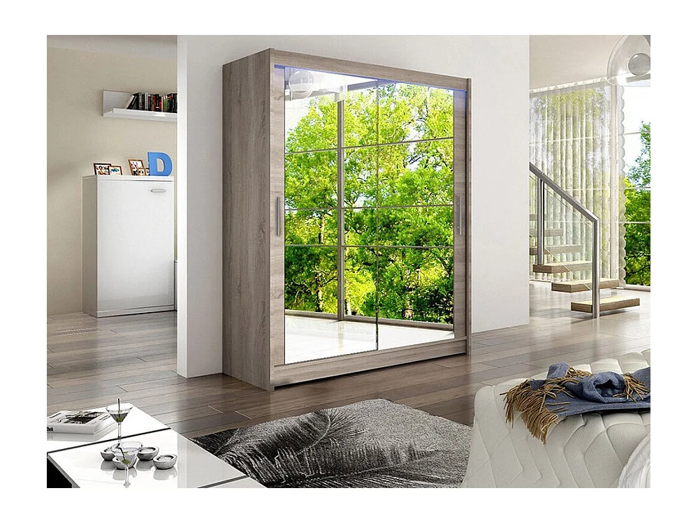 Armoire Closico 127, Truffe chêne, 200x150x58cm, Portes d'armoire: Coulissantes