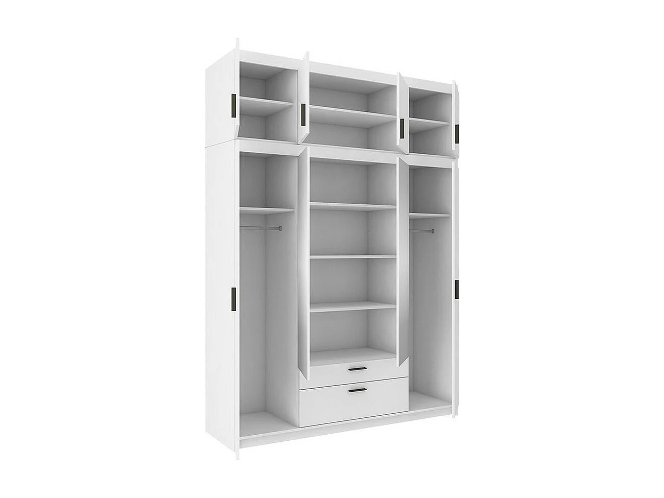 Armario Novduni 109, Roble Sonoma, 246x176x53cm, Puertas de armario: Con bisagras